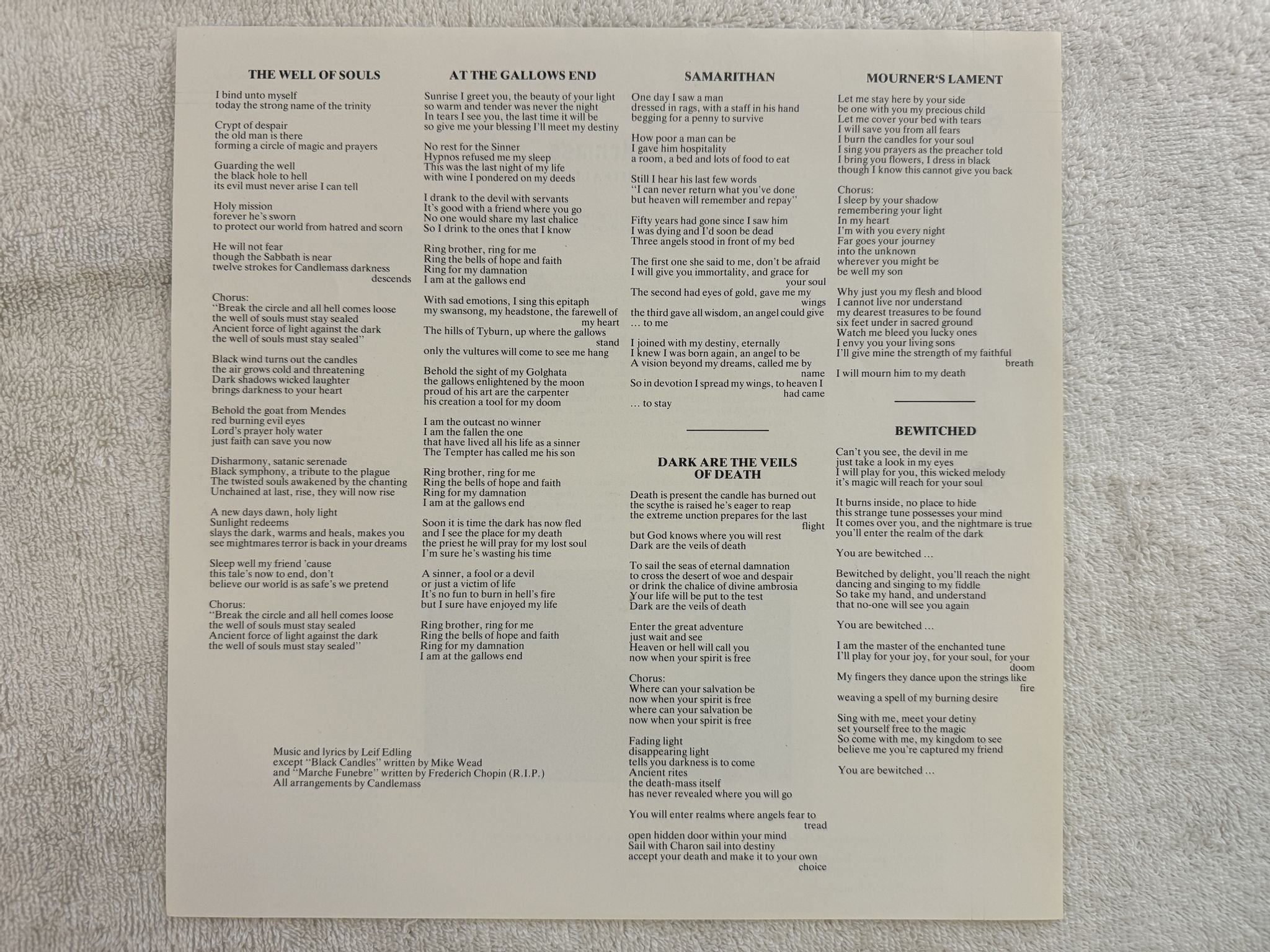 Omslagsbild för skivan CANDLEMASS nightfall LP -87 AXIS RECORDS AXIS LP3 *** Doom Metal ***