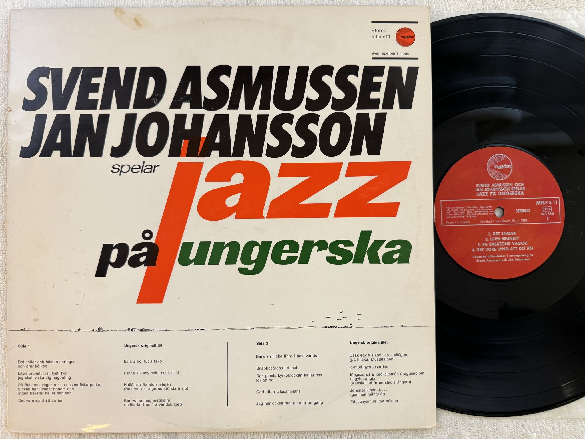 Omslagsbild för skivan JAN JOHANSSON jazz på ungerska LP -68 Swe MEGAFON MFLP S 11