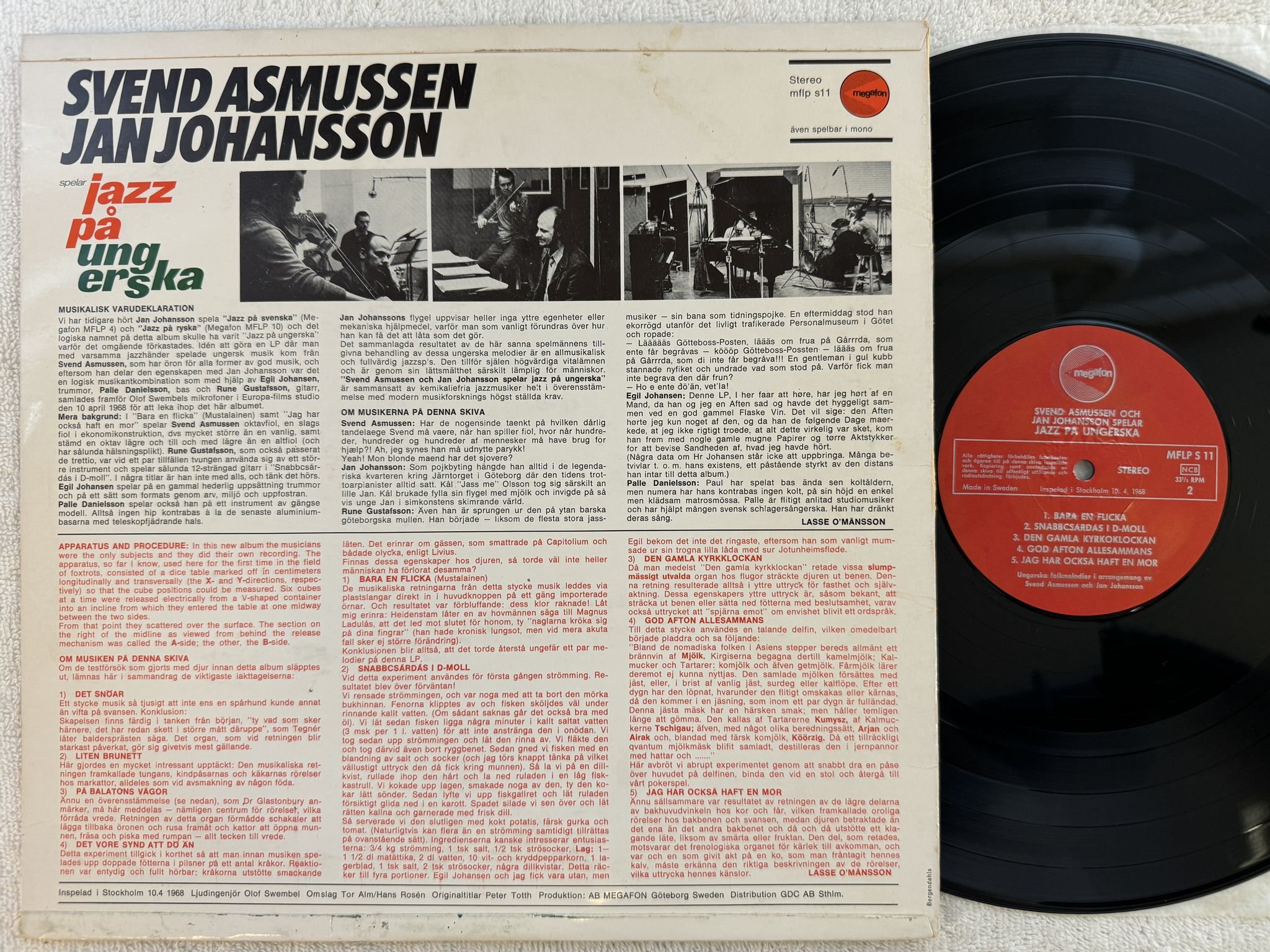 Omslagsbild för skivan JAN JOHANSSON jazz på ungerska LP -68 Swe MEGAFON MFLP S 11