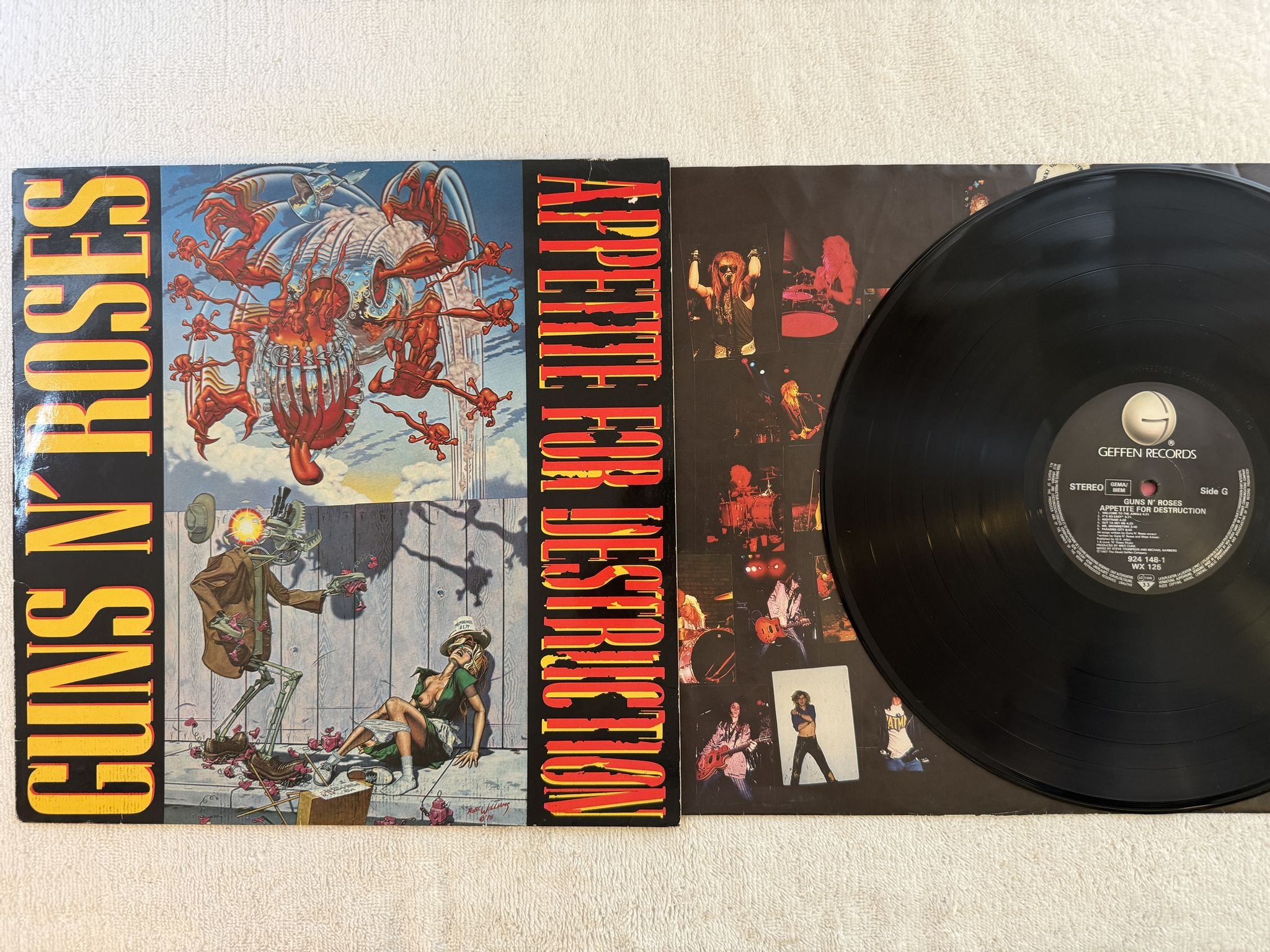 Omslagsbild för skivan GUNS N' ROSES appetite for destruction LP -87 Ger GEFFEN 924 148-1