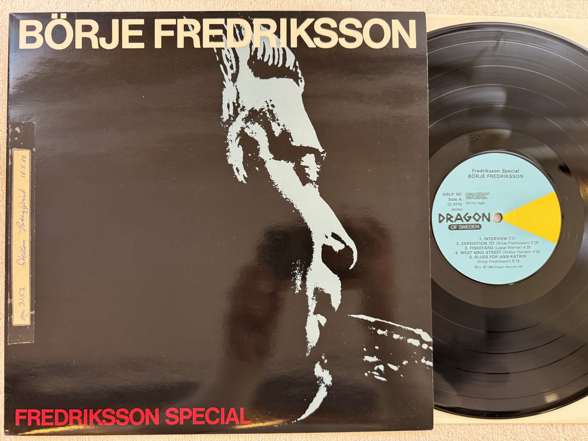 Omslagsbild för skivan BÖRJE FREDRIKSSON Fredriksson Special LP -89 DRAGON DRLP 167
