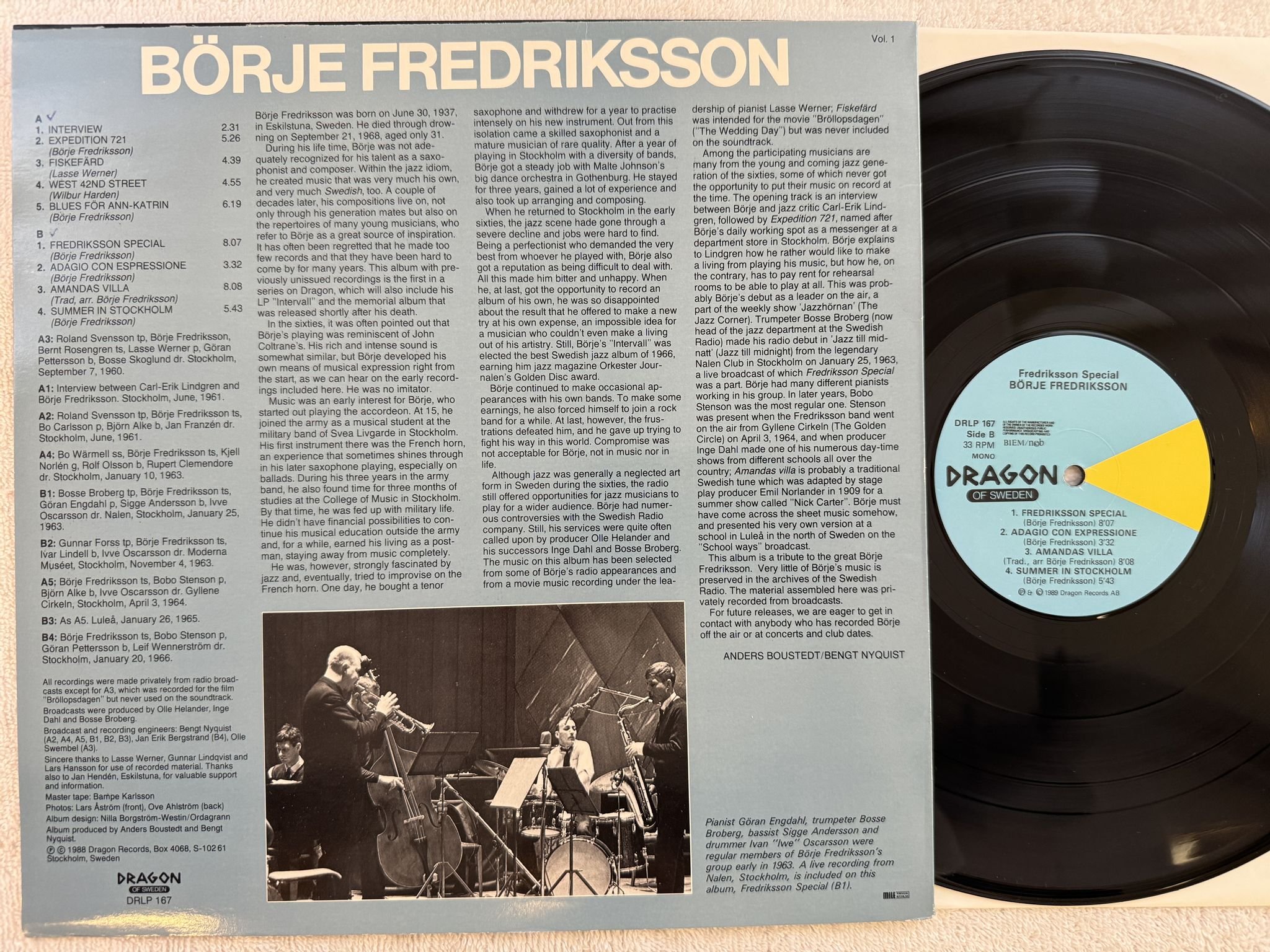 Omslagsbild för skivan BÖRJE FREDRIKSSON Fredriksson Special LP -89 DRAGON DRLP 167