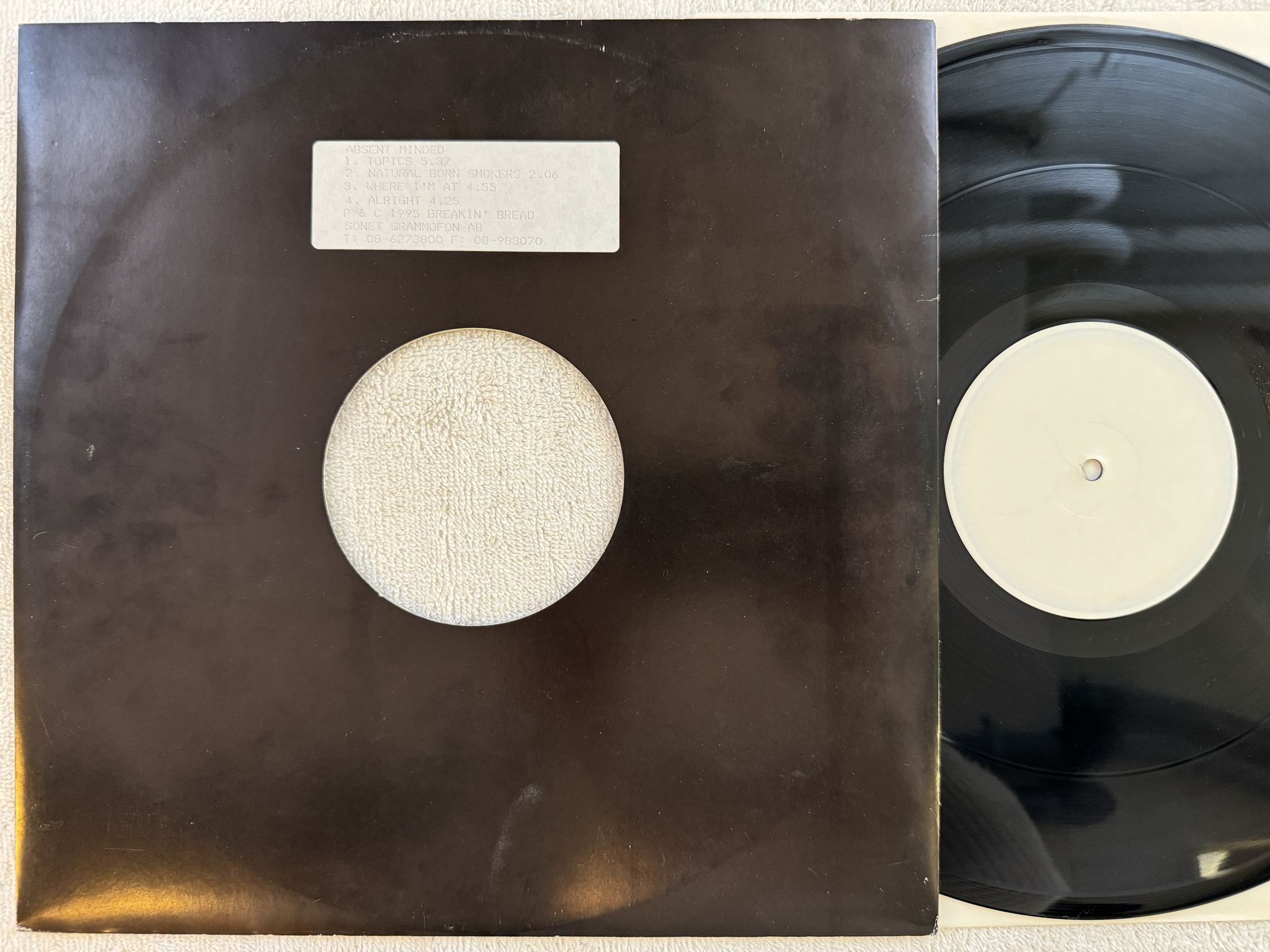 Omslagsbild för skivan ABSENT MINDED Topics 12"ep -95 BREAKIN' BREAD ***** BOOM BAP *****