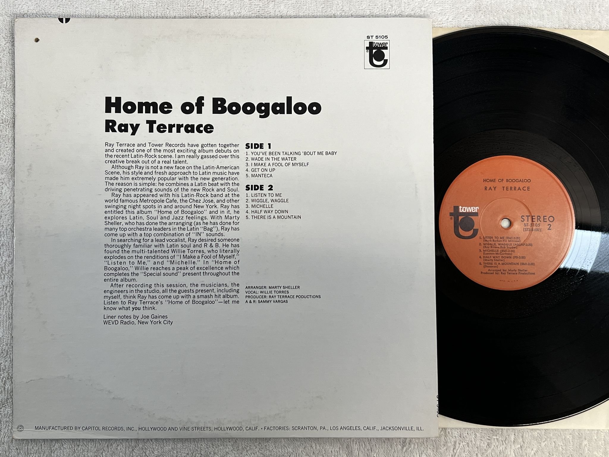 Omslagsbild för skivan RAY TERRACE home of boogaloo LP -68 US TOWER ST 5105 *** LATIN SOUL-JAZZ ***