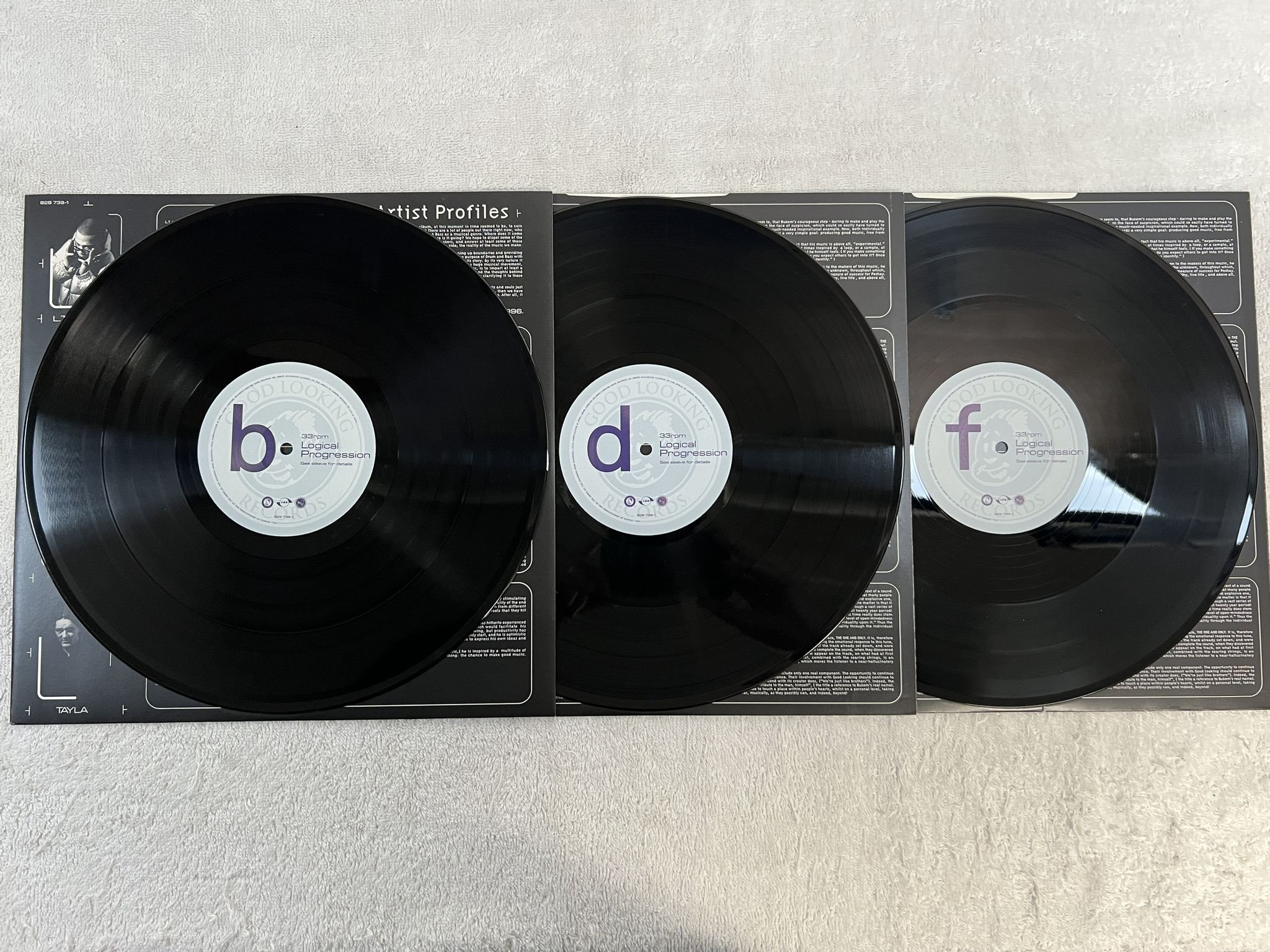 Omslagsbild för skivan L.T.J. BUKEM Logical Progression 3xLP -96 UK 828739-1 ** DRUM N BASS / JUNGLE **