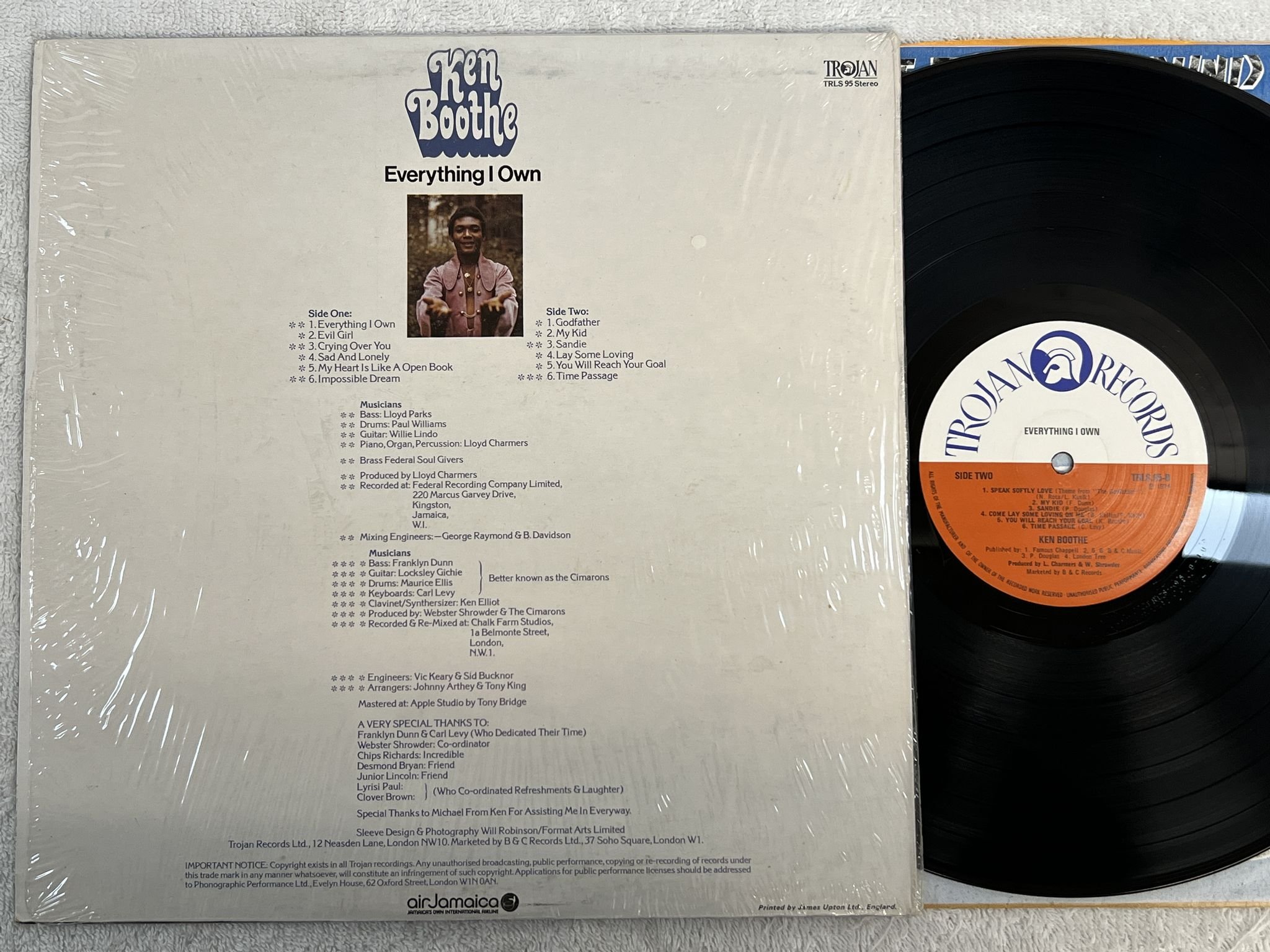 Omslagsbild för skivan KEN BOOTHE everything I own LP -74 UK TROJAN TRLS 95