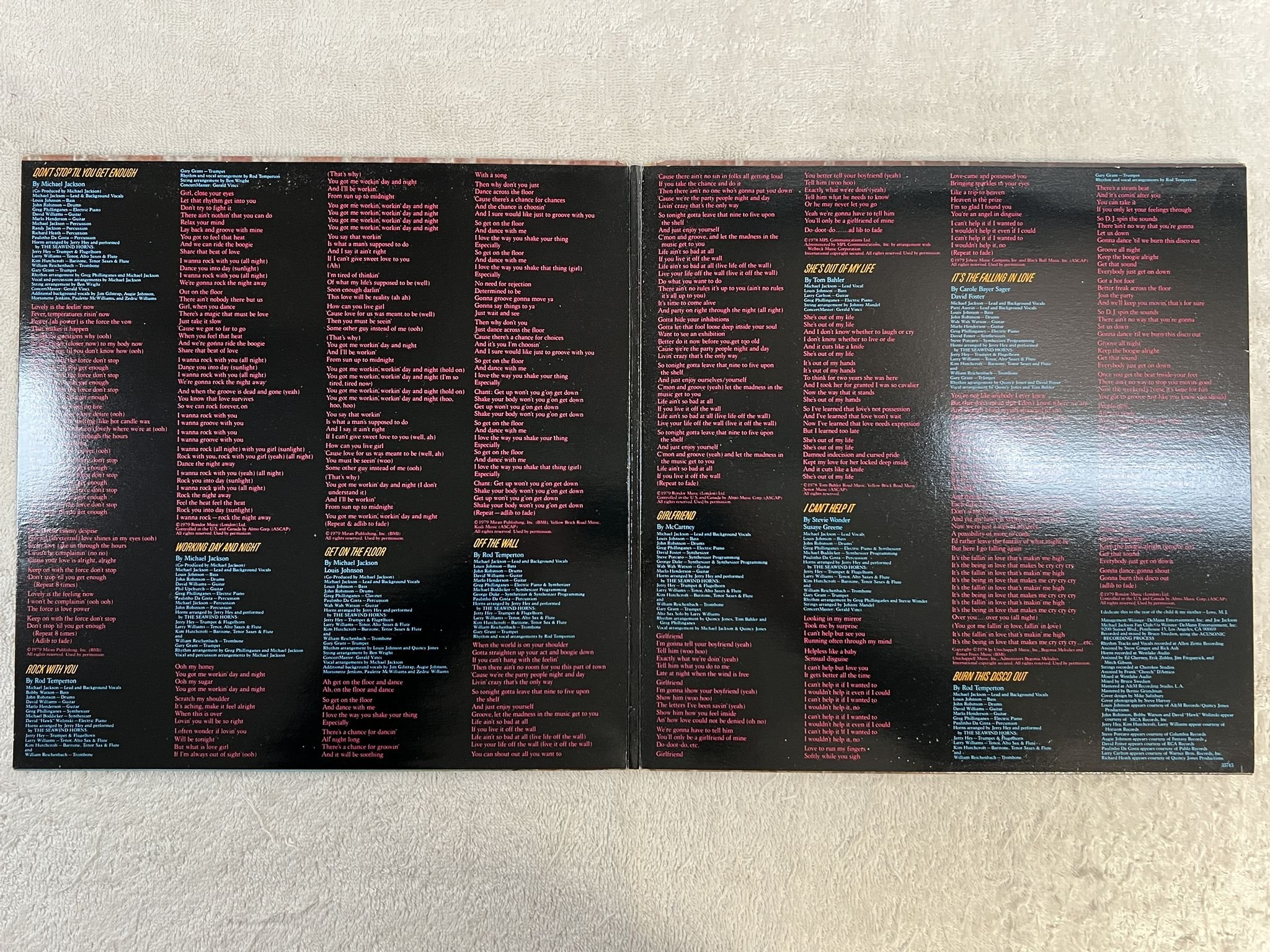 Omslagsbild för skivan MICHAEL JACKSON off the wall LP -79 Can EPIC FE 35745