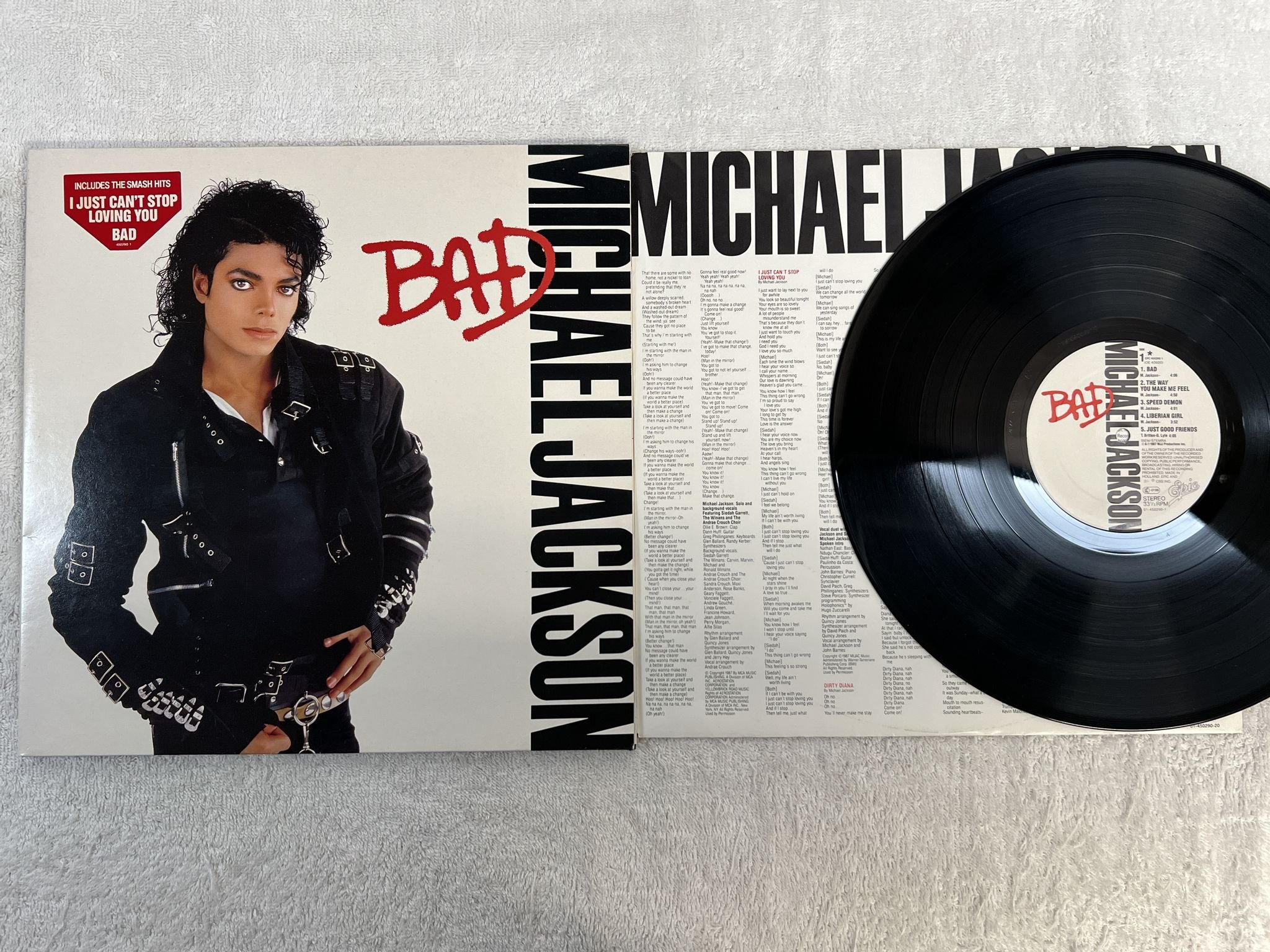 Omslagsbild för skivan MICHAEL JACKSON bad LP -87 EPIC EPC 450290 1