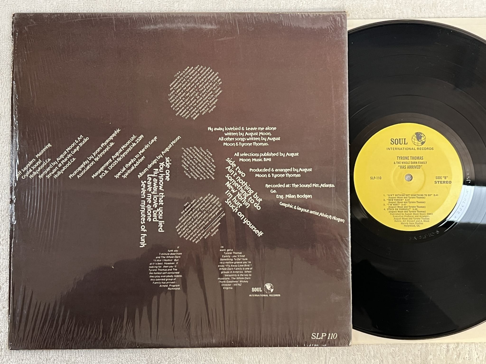 Omslagsbild för skivan TYRONE THOMAS has arrived LP -76 US SOUL INT SLP-110 *** 7 minutes of funk ***