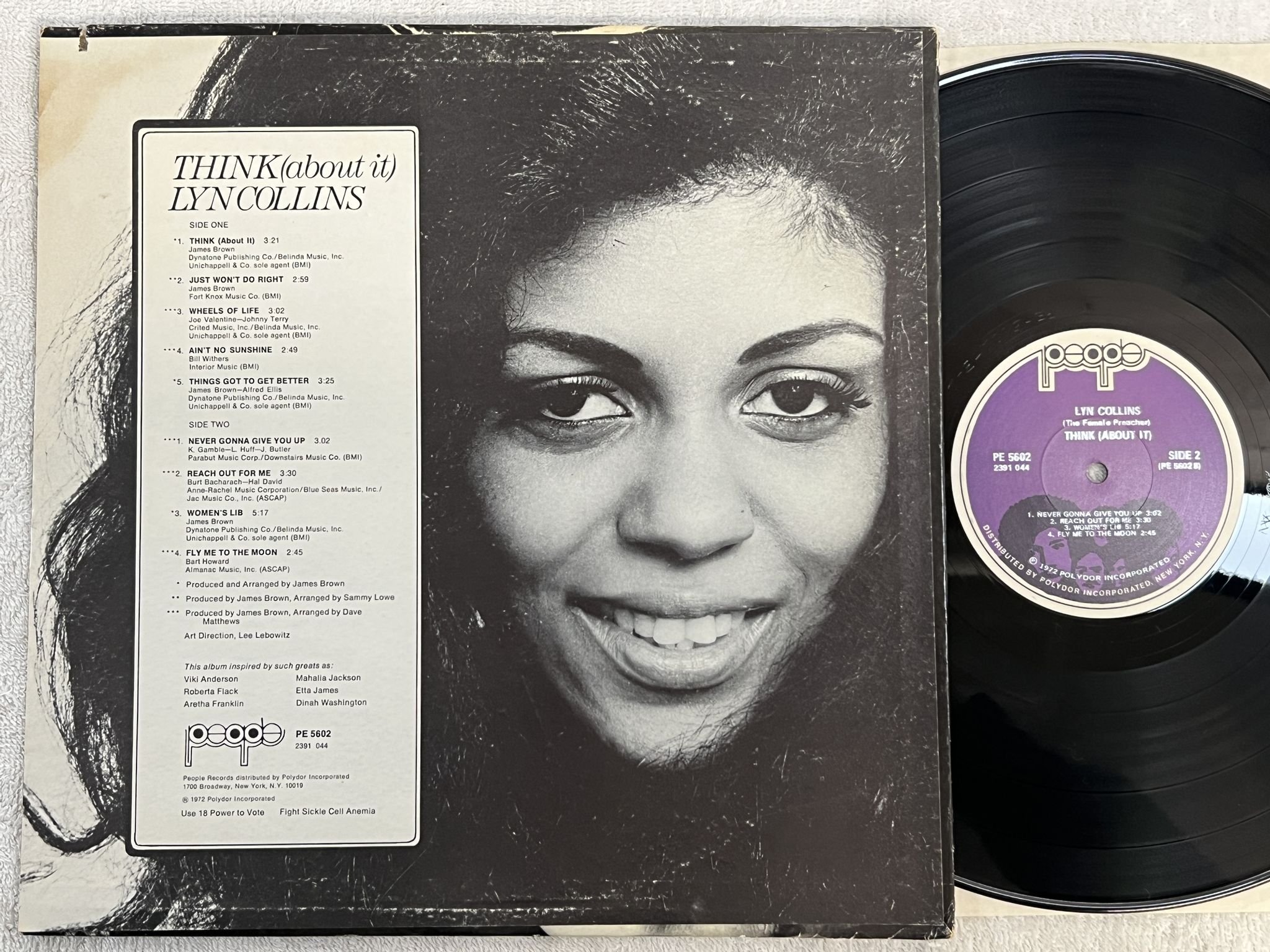 Omslagsbild för skivan LYN COLLINS think LP -72 US PEOPLE pe 5602 **** classic funky soul ****
