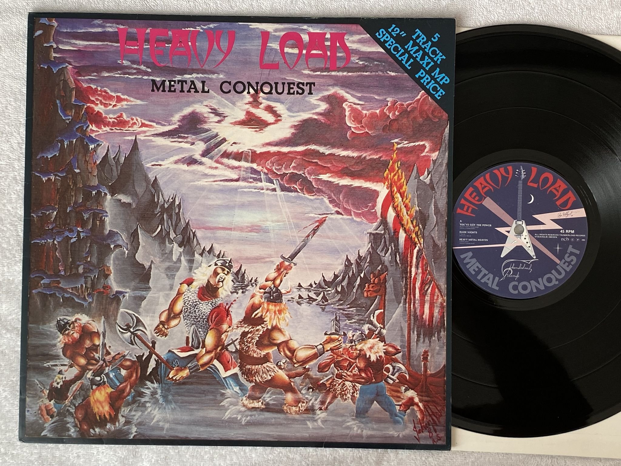 Omslagsbild för skivan HEAVY LOAD metal conquest 12"EP -81 THUNDERLOAD TMP 811 *** POSTER ***