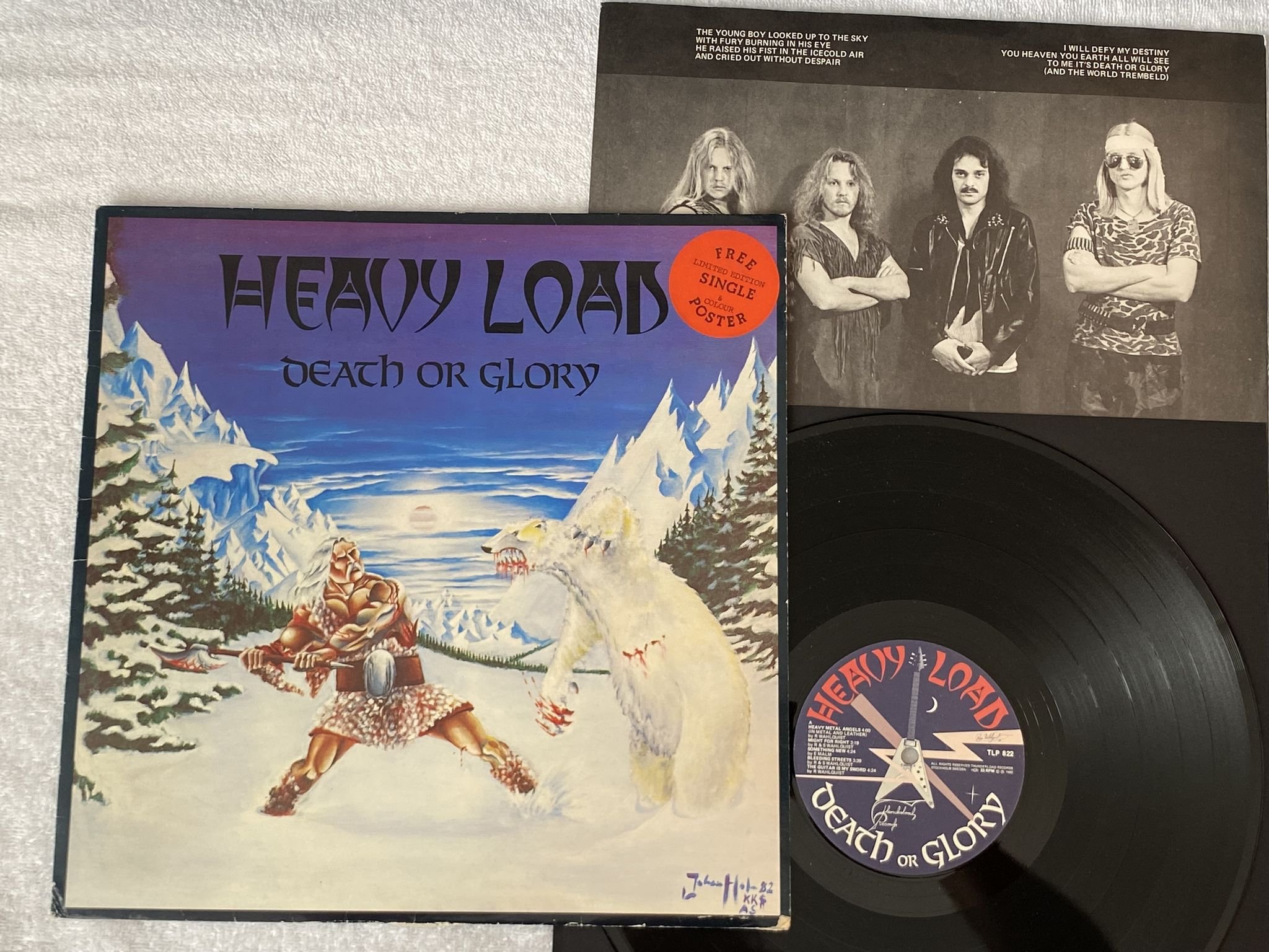 Omslagsbild för skivan HEAVY LOAD Death Or Glory LP + 7" THUNDERLOAD TLP 822 *** RED 45 + POSTER ***