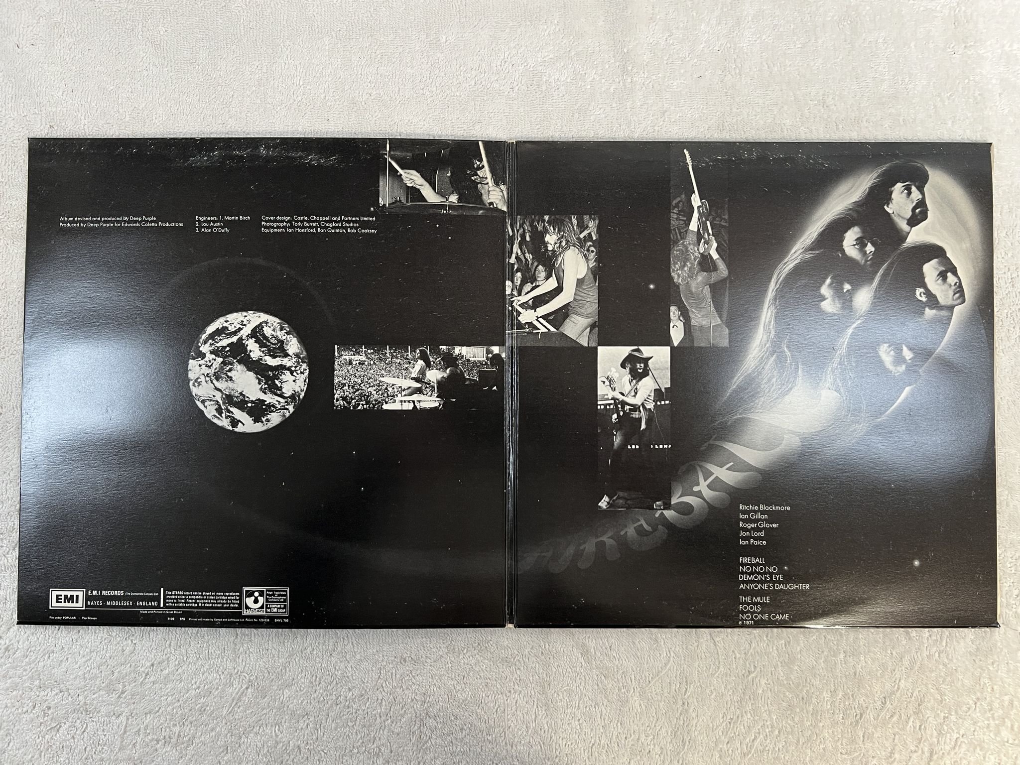 Omslagsbild för skivan DEEP PURPLE fireball LP -71 ncb HARVEST SHVL 793