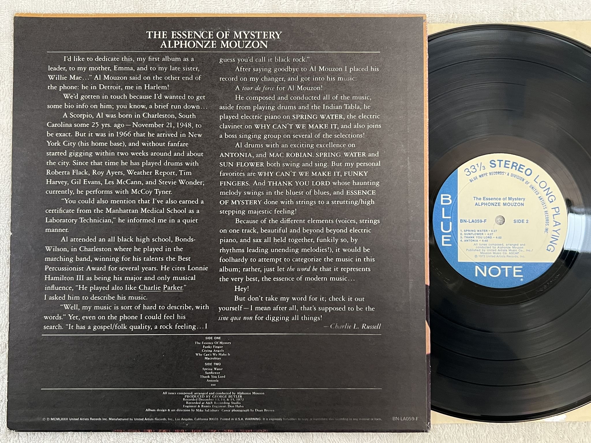 Omslagsbild för skivan ALPHONSE MOUZON The Essence Of Mystery LP -73 US BLUE NOTE BN-LA059-F ** Yeah **