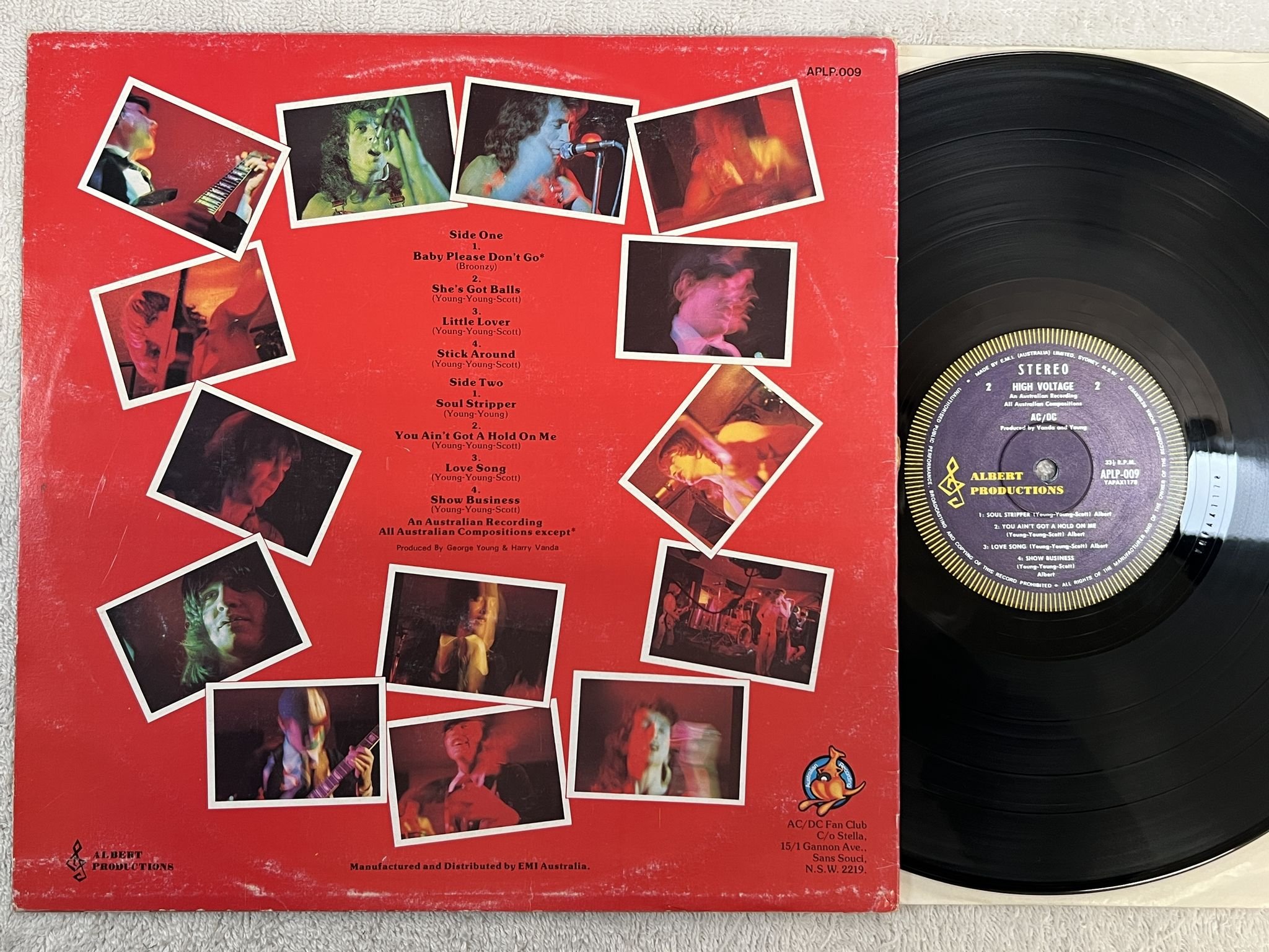 Omslagsbild för skivan AC/DC High Voltage LP -77 Australien 2nd Ed ALBERT APLP 009 *** RARE ***