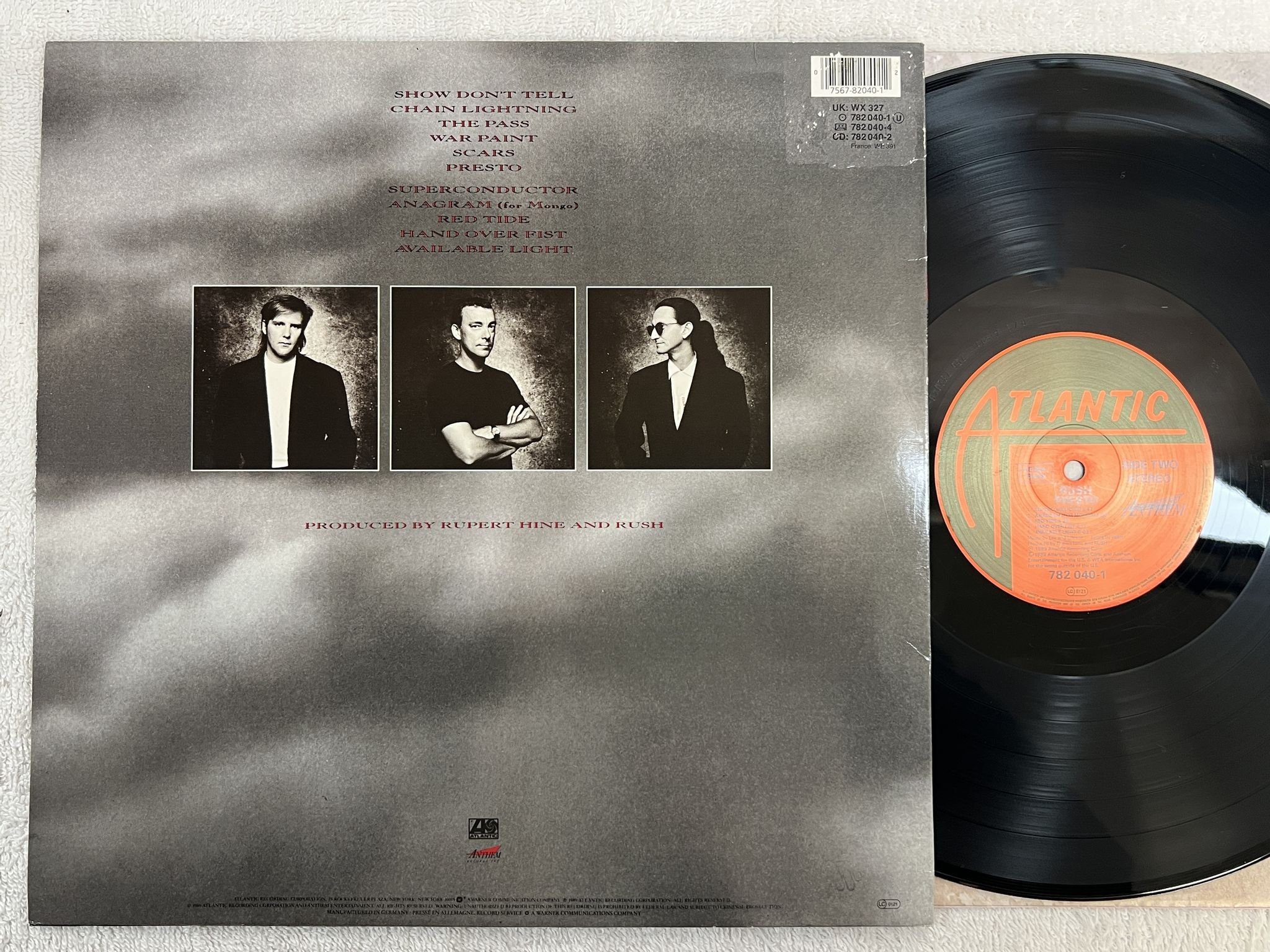 Omslagsbild för skivan RUSH presto LP -89 Ger ATLANTIC 782 040-1