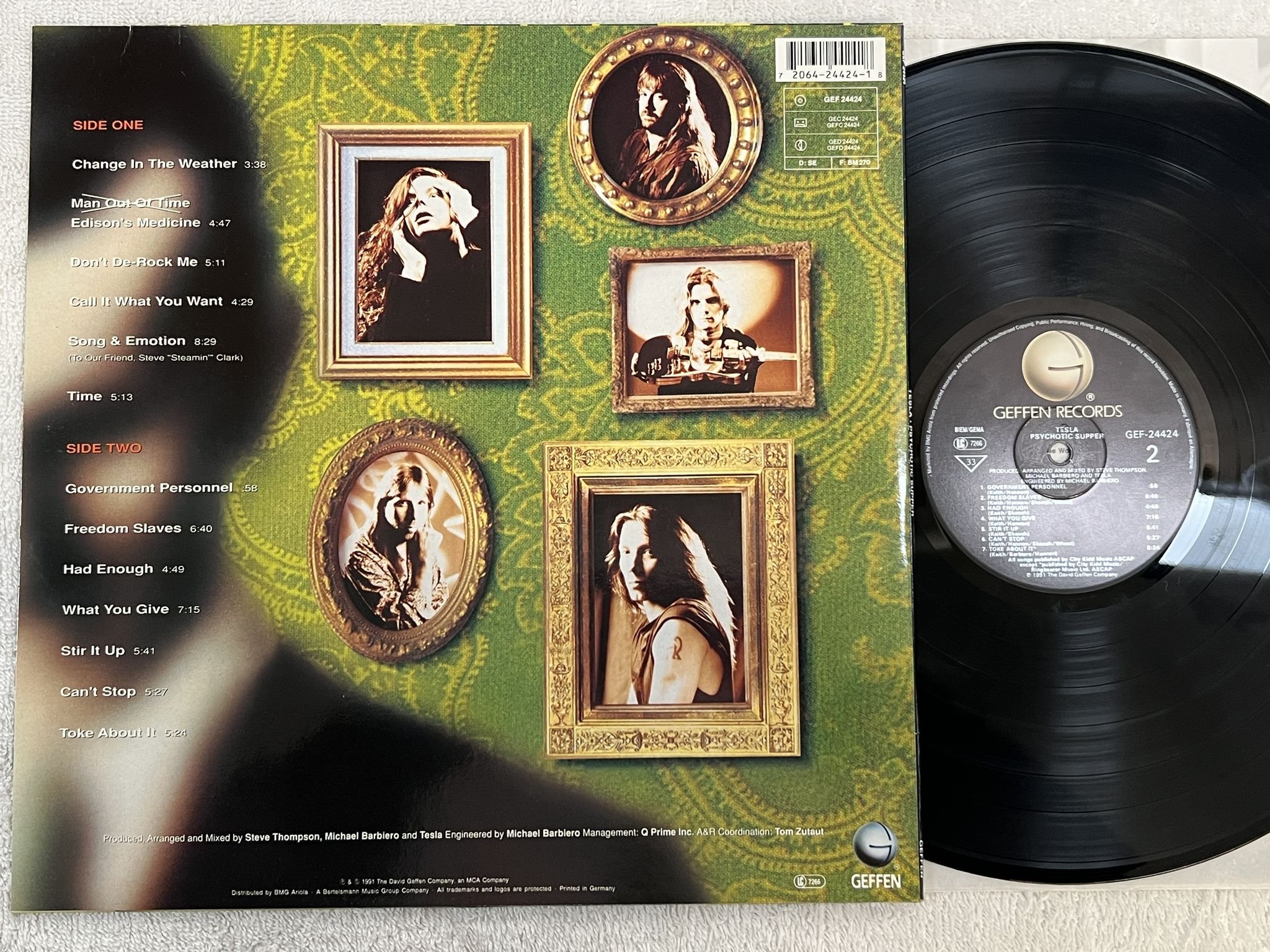 Omslagsbild för skivan TESLA Psychotic Supper LP -91 Ger GEFFEN GEF-24424