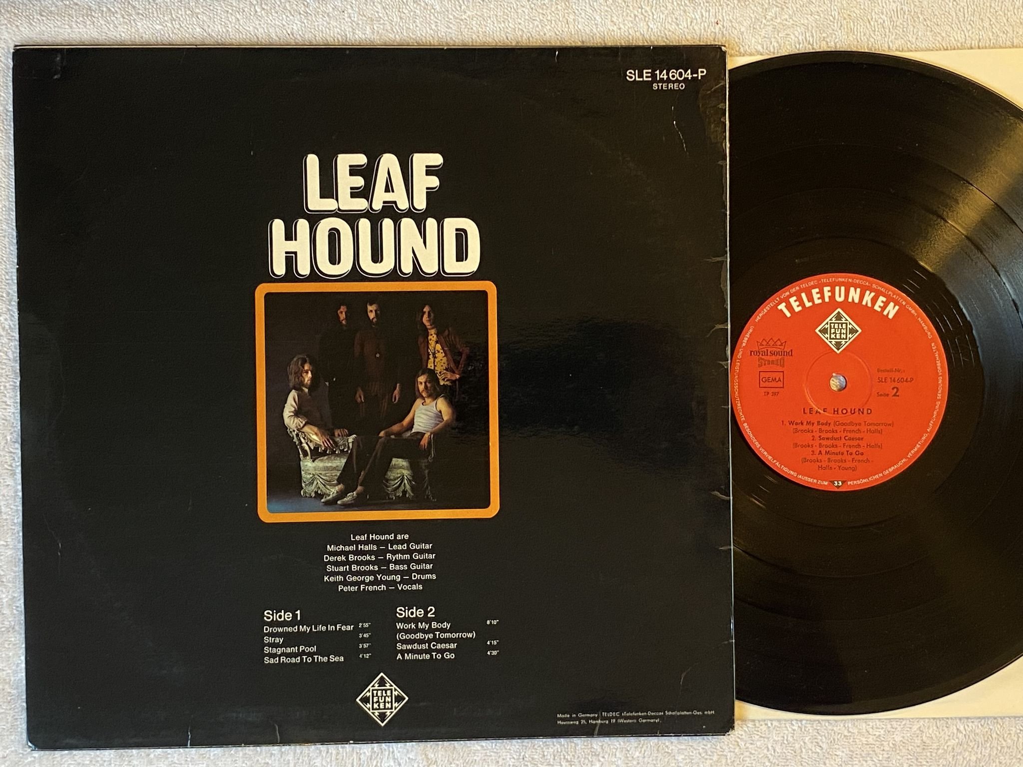 Omslagsbild för skivan LEAF HOUND s/t LP -70 Ger TELEFUNKEN SLE 14 604-P ** HARD ROCK **