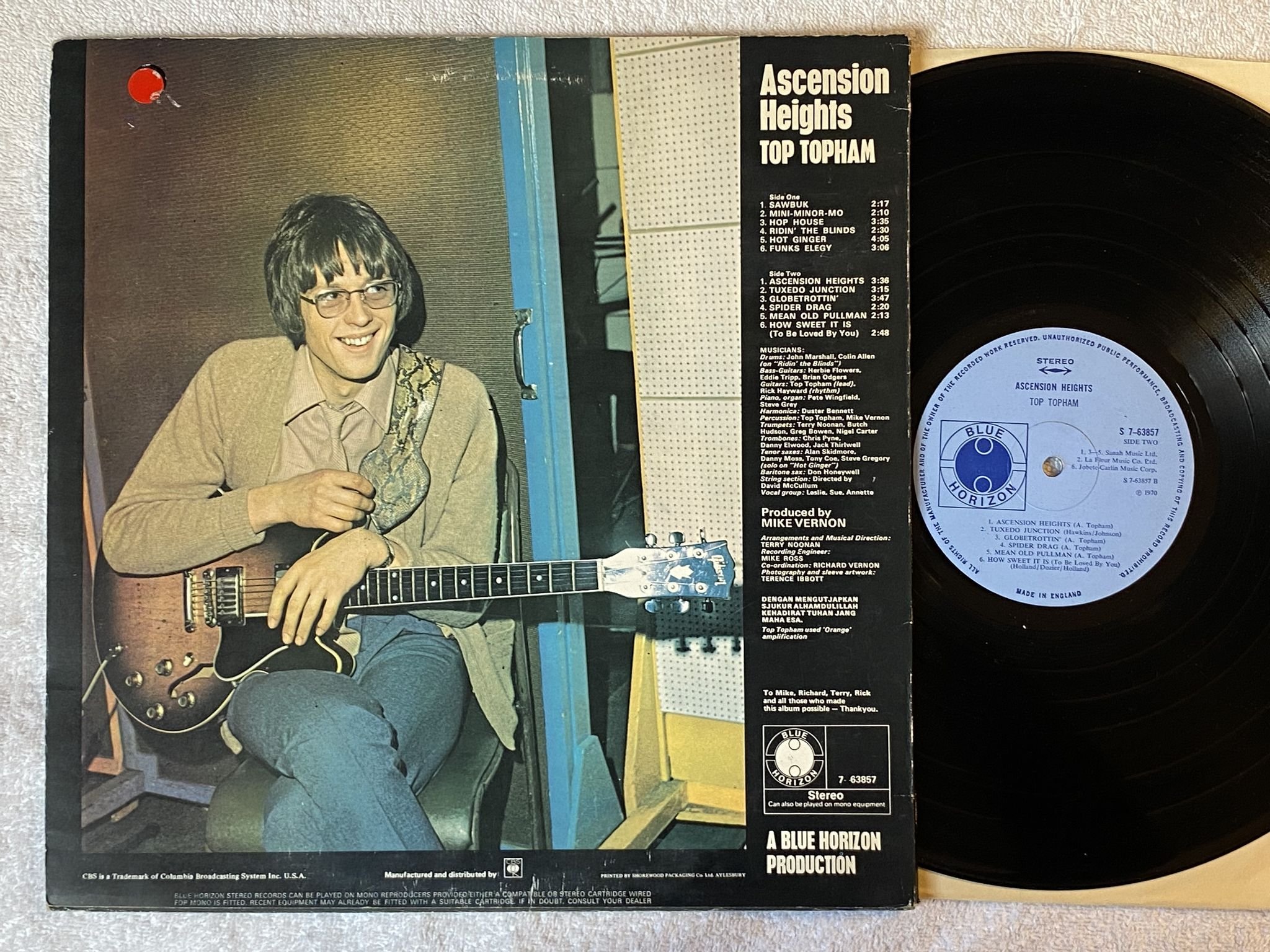 Omslagsbild för skivan TOP TOPHAM Ascension Heights LP -70 UK BLUE HORIZON S 7-63857 ** BLUES ROCK **