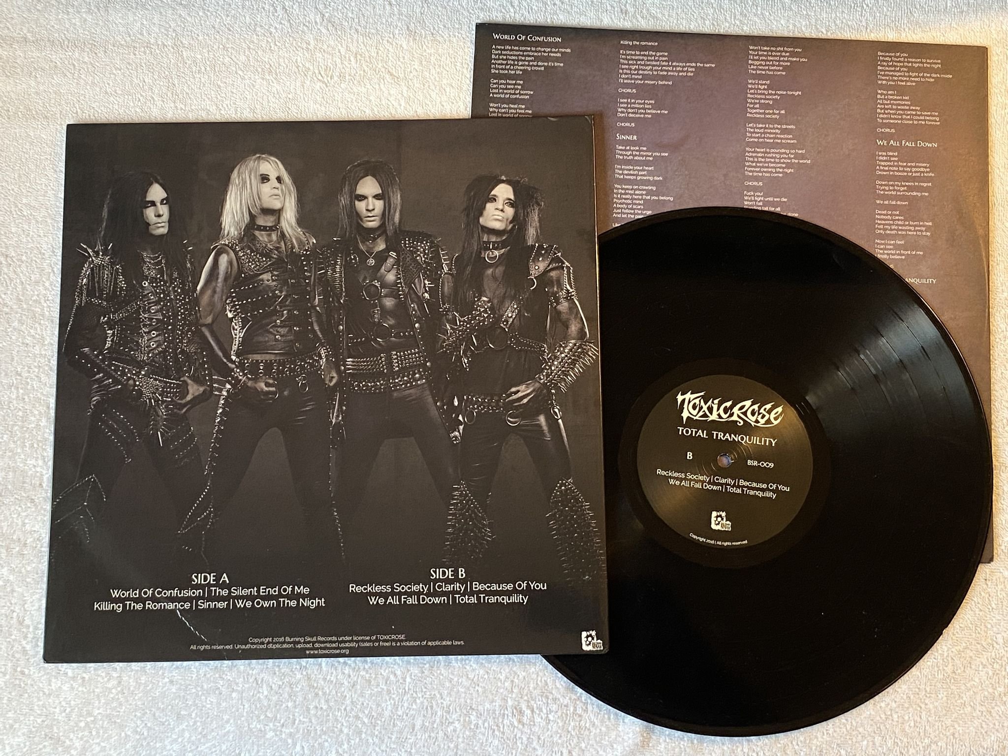 Omslagsbild för skivan TOXICROSE total tranquility LP 2016 BURNING SKULL BSR009