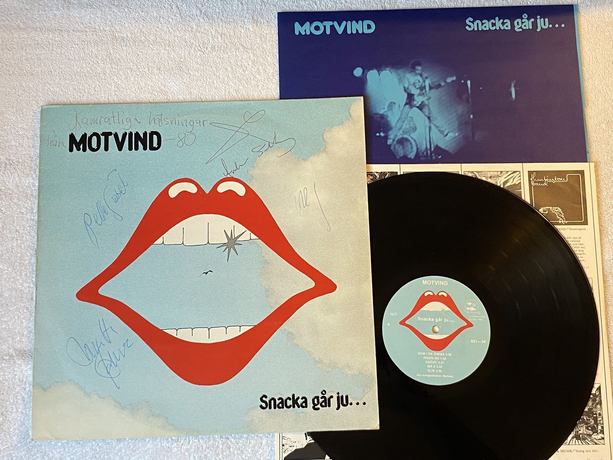 Omslagsbild för skivan MOTVIND snacka går ju... LP -80 Swe NACKSVING 031-34 *** Signed cover ***