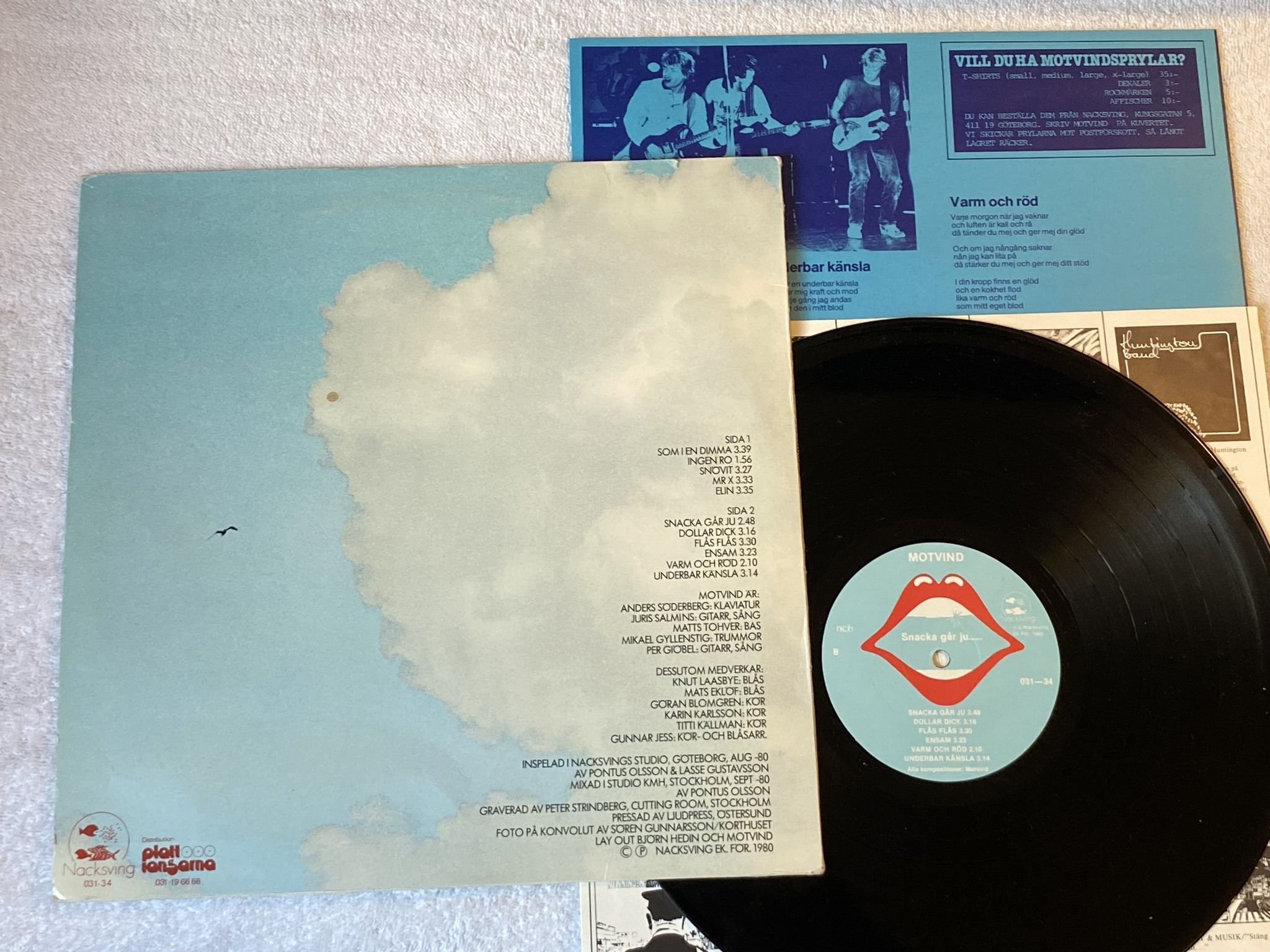 Omslagsbild för skivan MOTVIND snacka går ju... LP -80 Swe NACKSVING 031-34 *** Signed cover ***