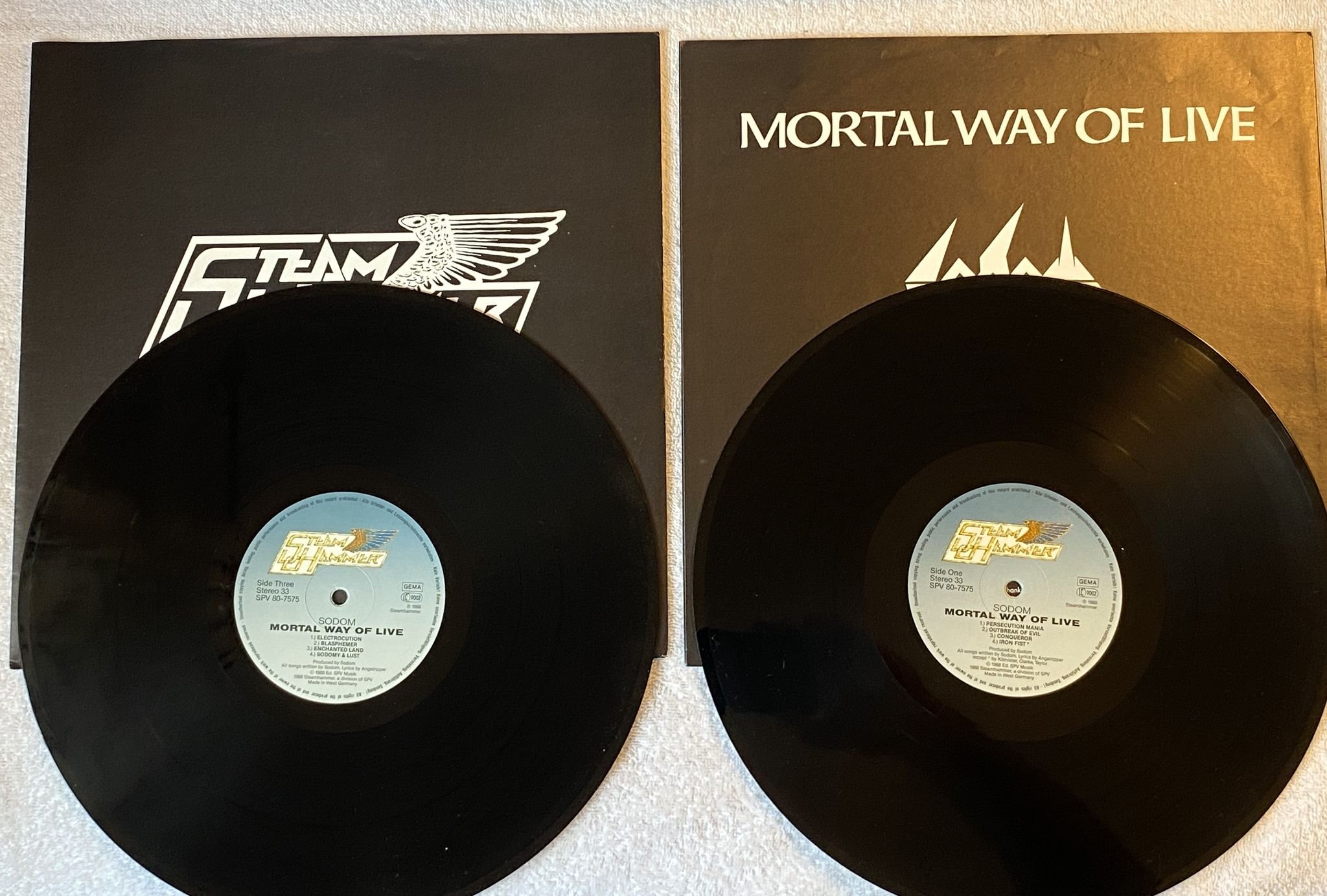 Omslagsbild för skivan SODOM mortal way of live 2xLP -88 Ger STEAMHAMMER SPV 80-7575