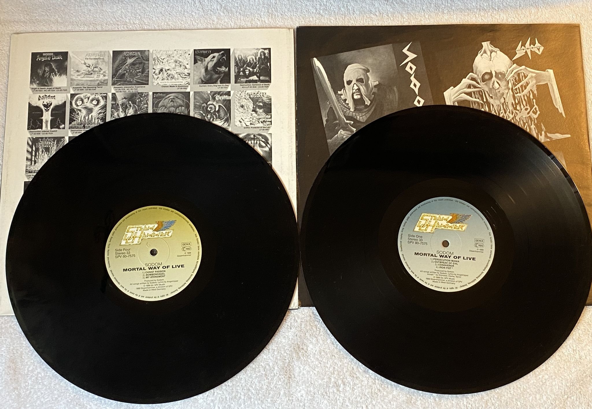 Omslagsbild för skivan SODOM mortal way of live 2xLP -88 Ger STEAMHAMMER SPV 80-7575
