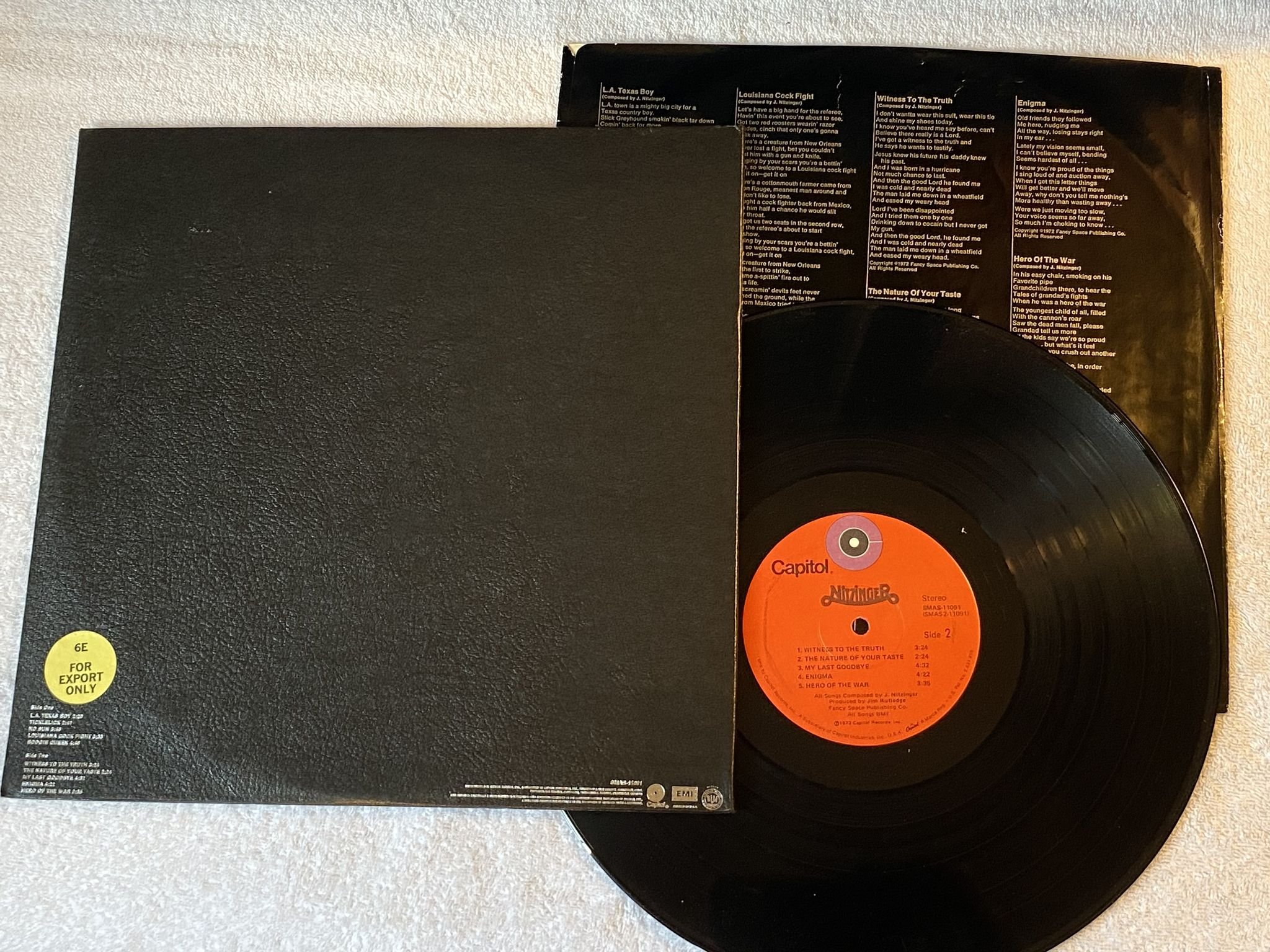 Omslagsbild för skivan NITZINGER s/t LP -72 US CAPITOL SMAS 11091