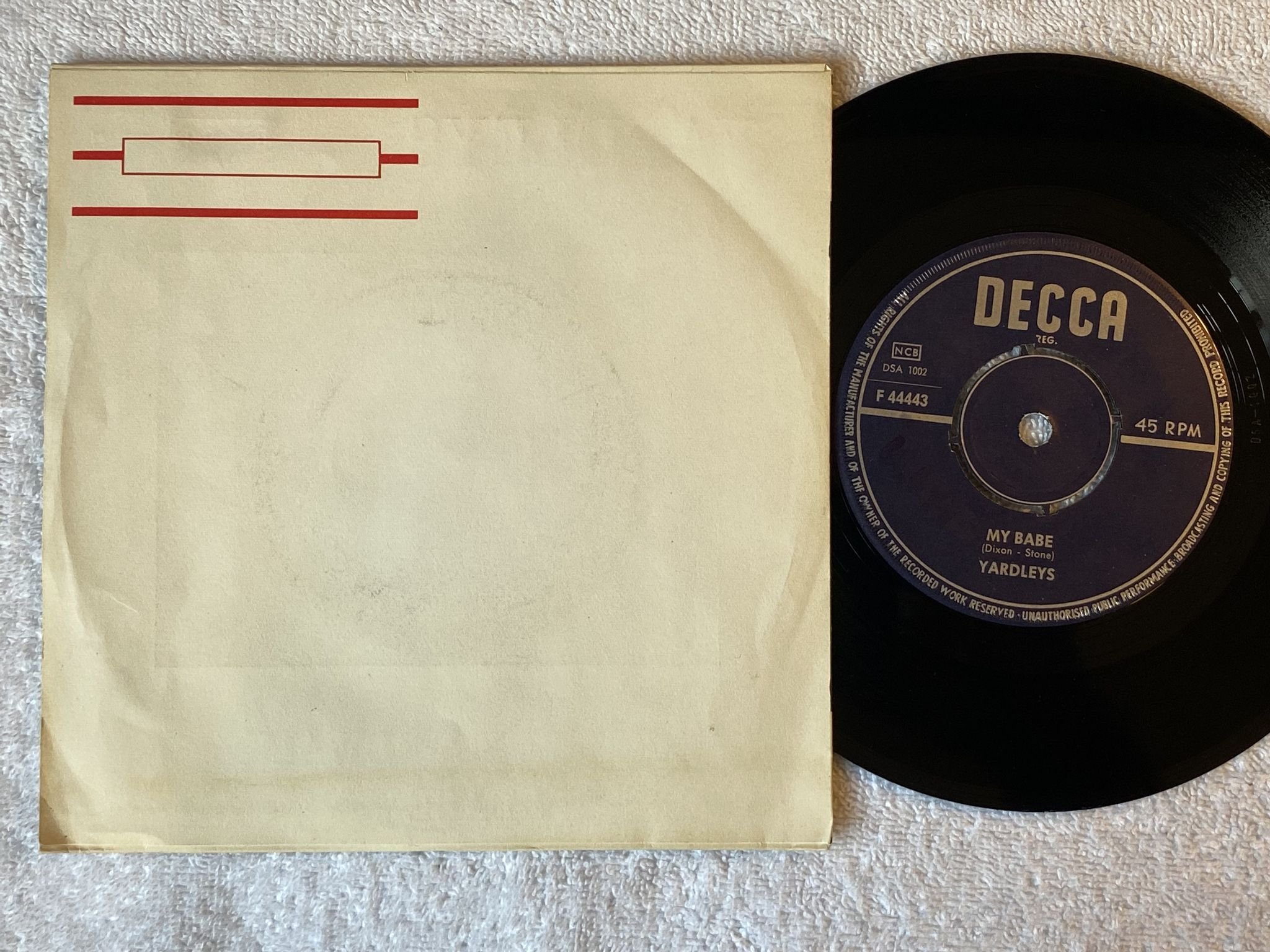 Omslagsbild för skivan YARDLEYS under the boardwalk 7" -65 Swe DECCA F44443 *** RARE BEAT 45 ***