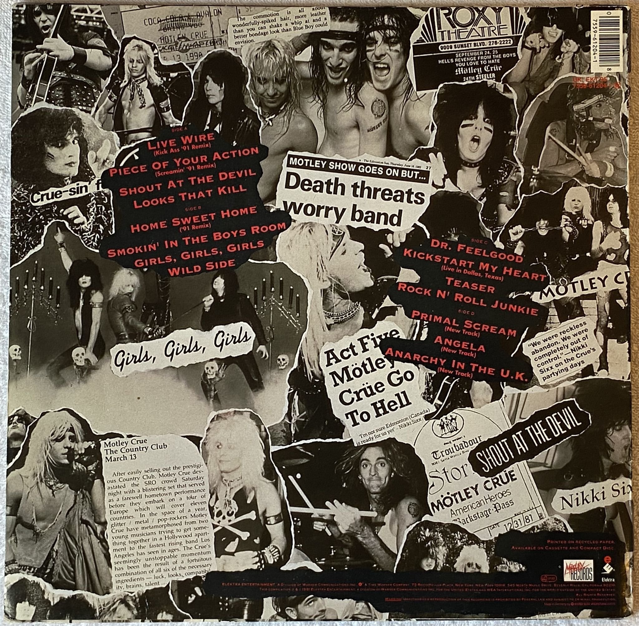 Omslagsbild för skivan MÖTLEY CRÜE Decade Of Decadence '81-'91 2xLP -91 ELEKTRA EKT 95