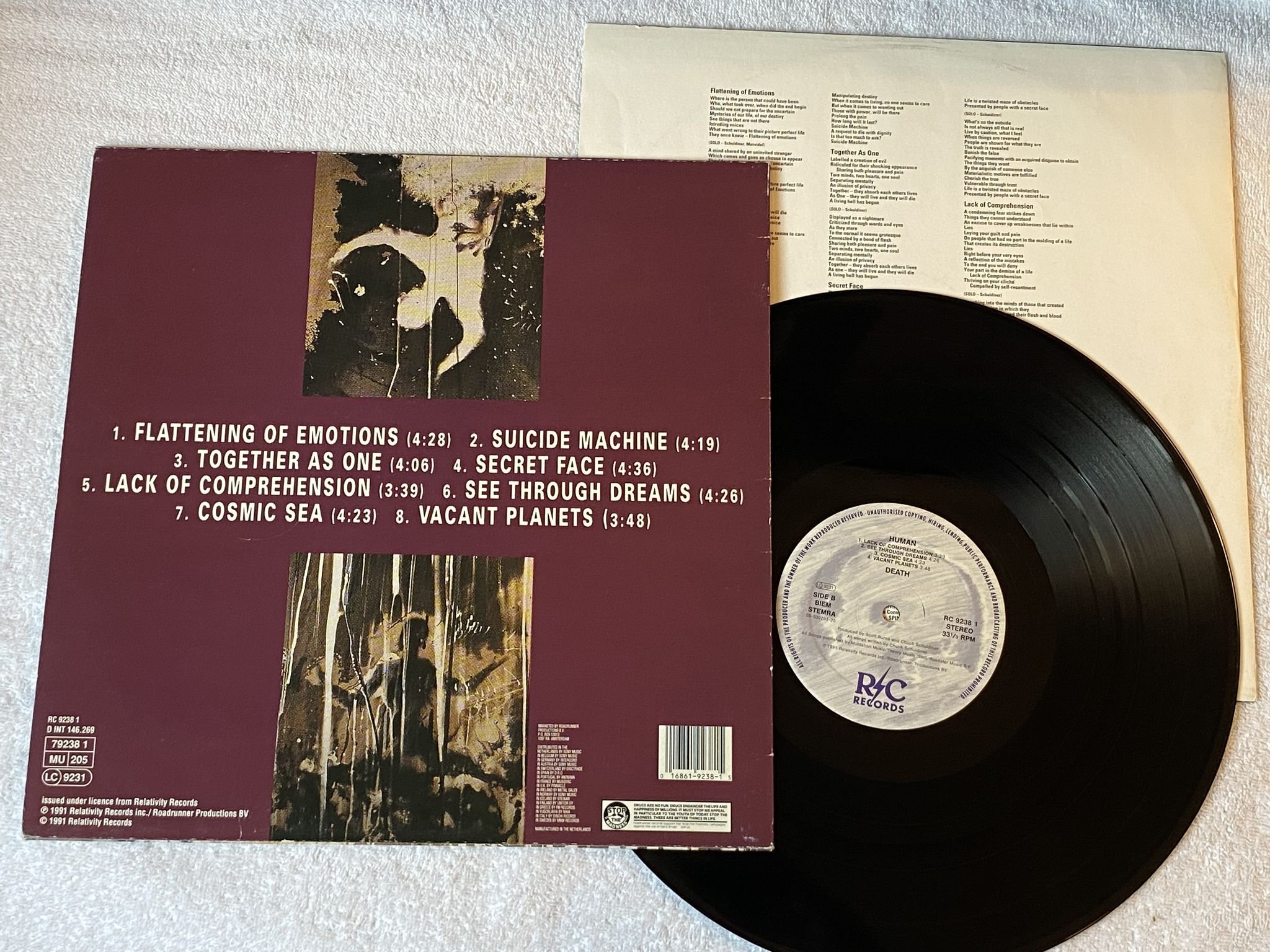 Omslagsbild för skivan DEATH human LP -91 Hol R/C RECORDS RC 9238 1 *** Death Metal ***