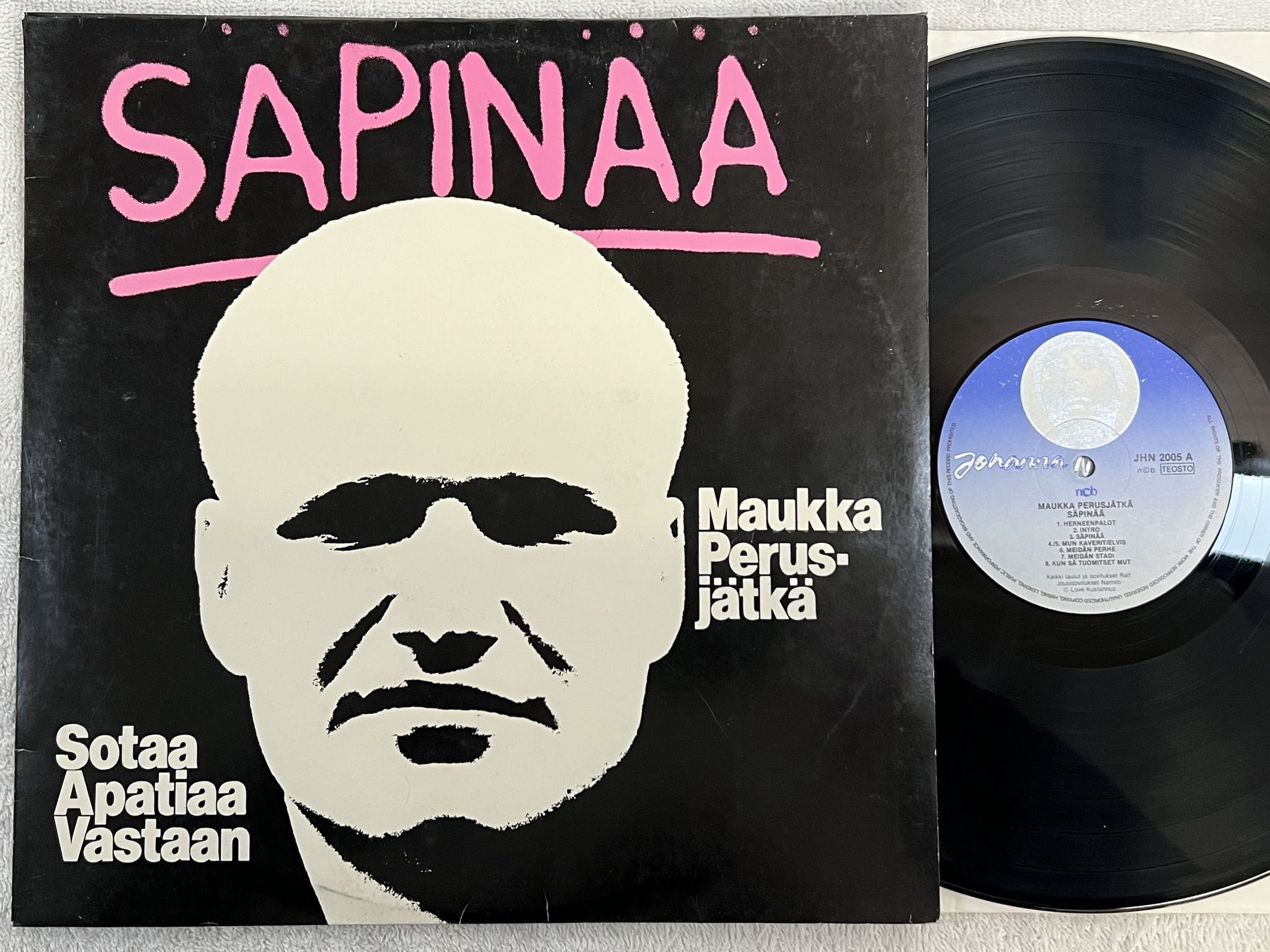 Omslagsbild för skivan MAUKKA PERUSJÄTKÄ Säpinää LP -80 Finland JOHANNA JHN 2005 *** PUNK ***