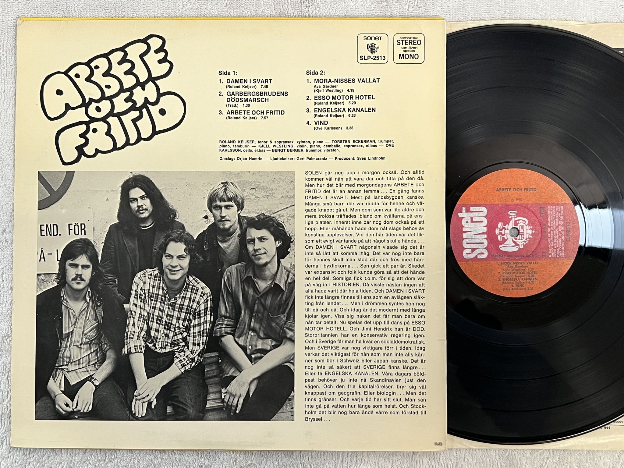 Omslagsbild för skivan ARBETE OCH FRITID s/t LP -70 Swe SONET SLP-2513 *** PROG / FOLK ***