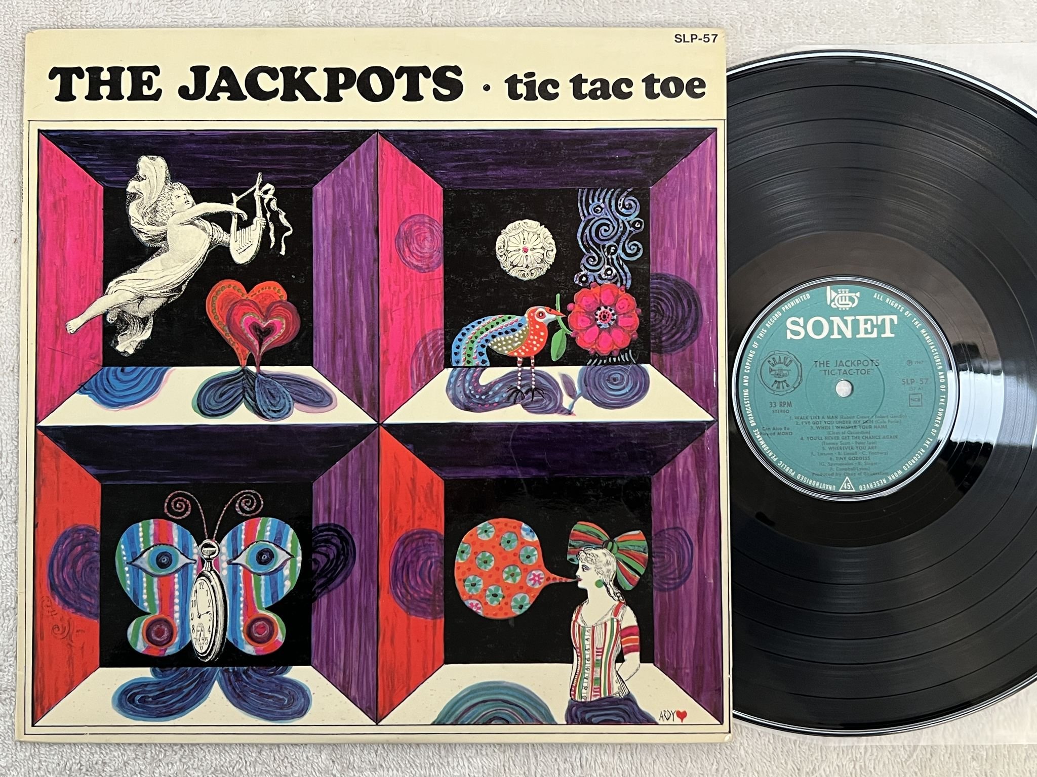 Omslagsbild för skivan JACKPOTS Tic Tac Toe LP -67 Swe SONET SLP 57