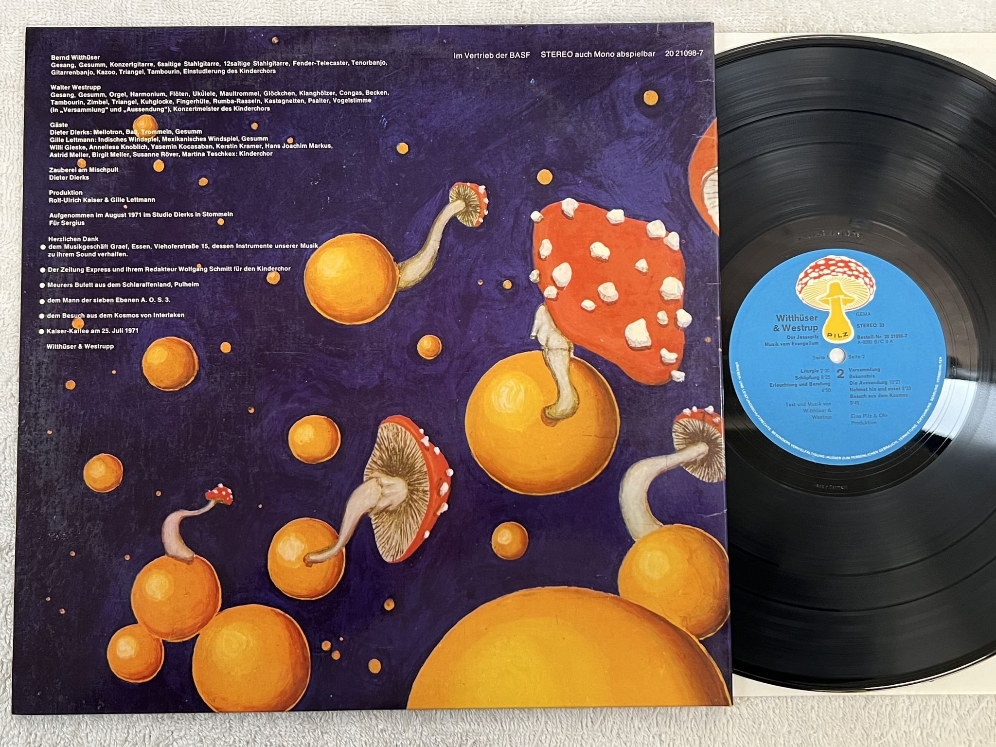 Omslagsbild för skivan WITTHÜSER & WESTRUP Der Jesuspilz LP -71 Ger PILZ 20 21098-7 *** Krautrock ***