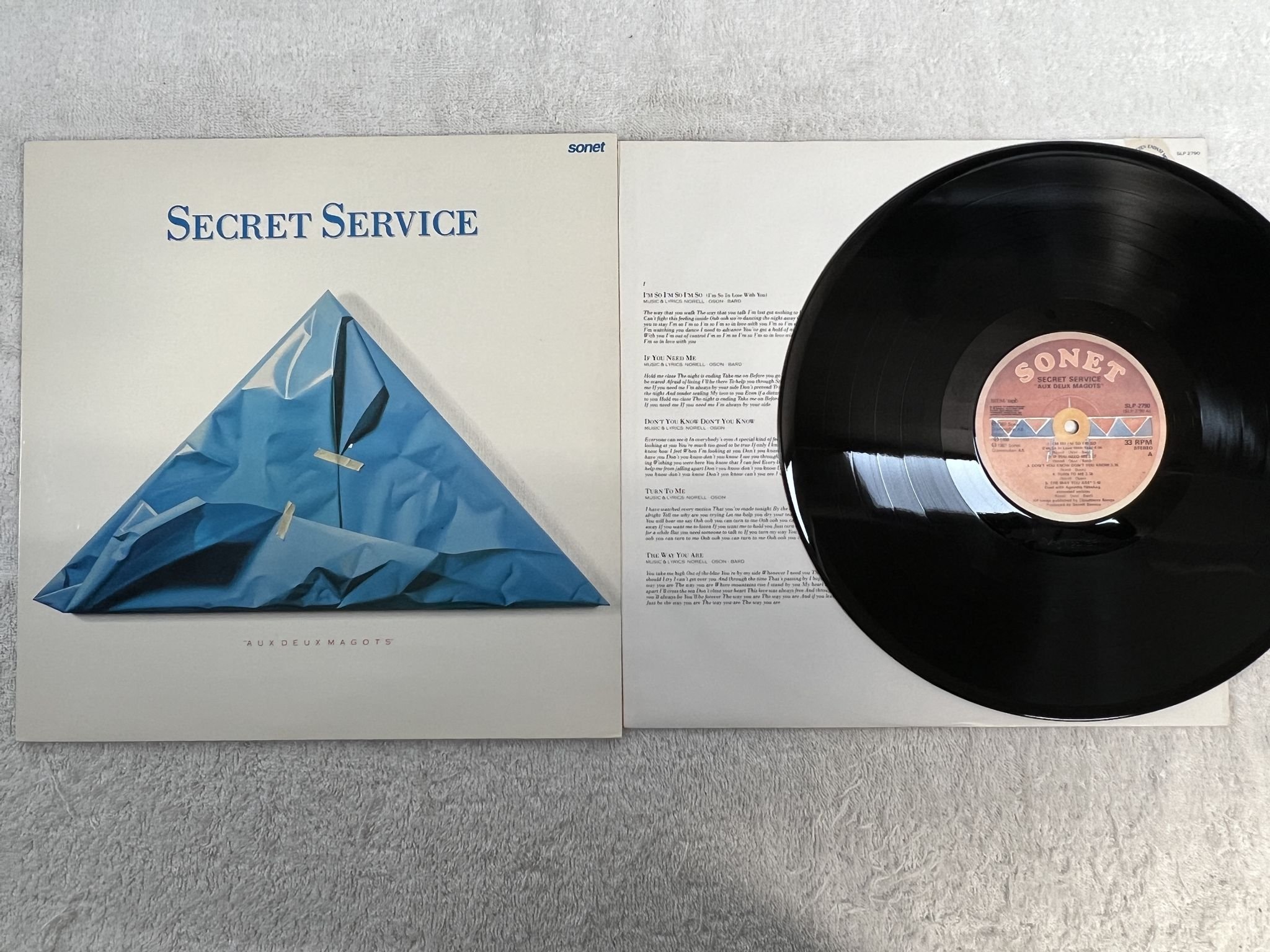 Omslagsbild för skivan SECRET SERVICE aux deux magots LP -87 Swe SONET SLP-2790