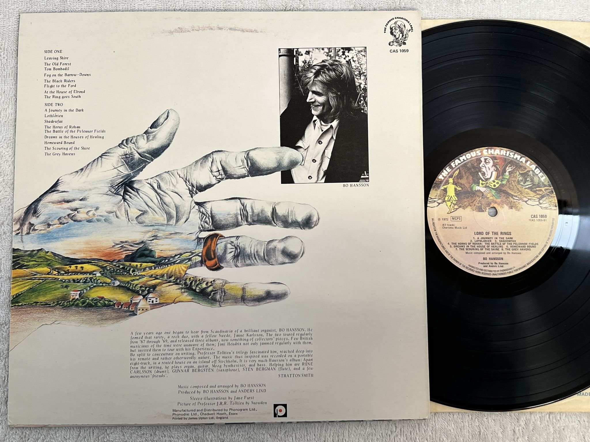 Omslagsbild för skivan BO HANSSON lord of the rings LP -72 UK CHARISMA CAS 1059