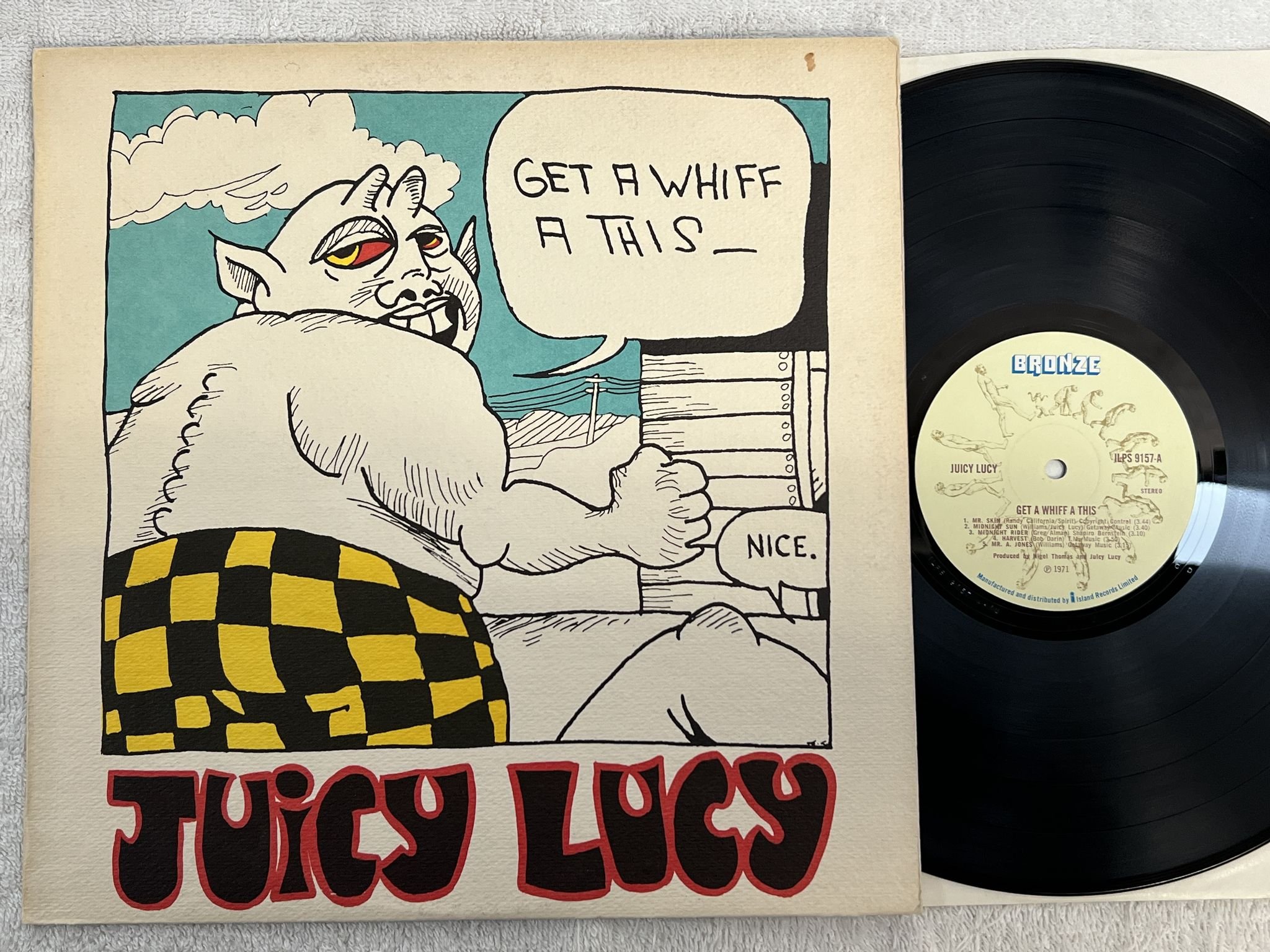 Omslagsbild för skivan JUICY LUCY get a whiff a this LP UK BRONZE ILPS 9157