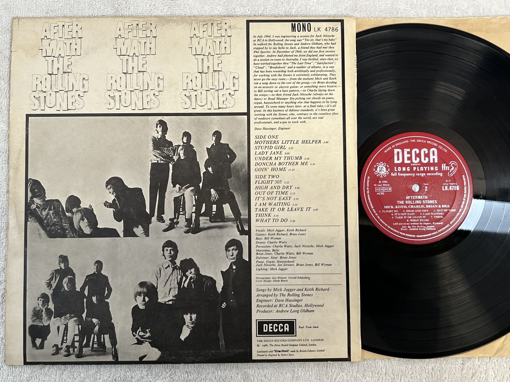 Omslagsbild för skivan ROLLING STONES aftermath LP -66 UK DECCA mono LK 4786