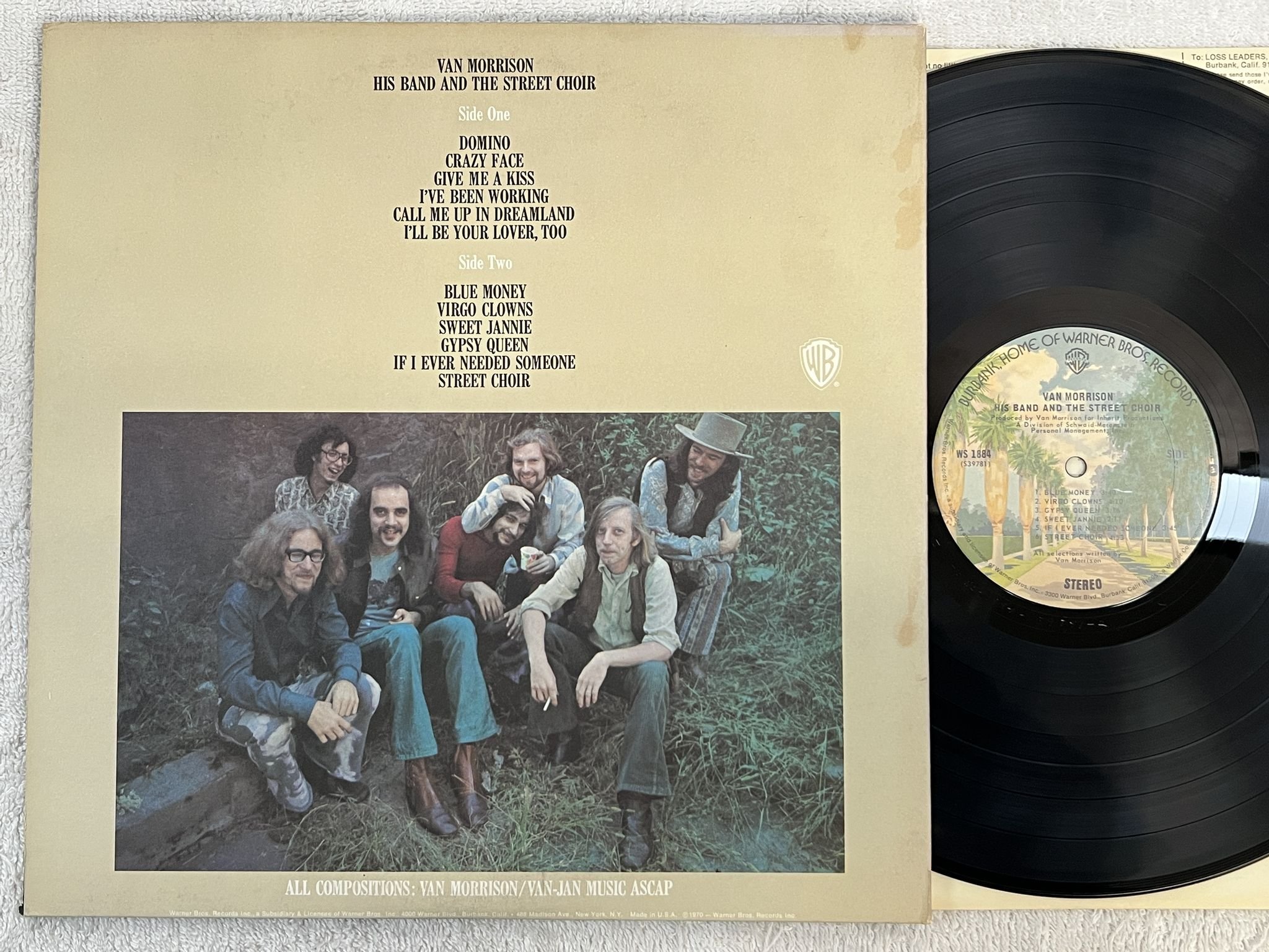Omslagsbild för skivan VAN MORRISON his band and the street choir LP -70/73 US WARNER WS 1884
