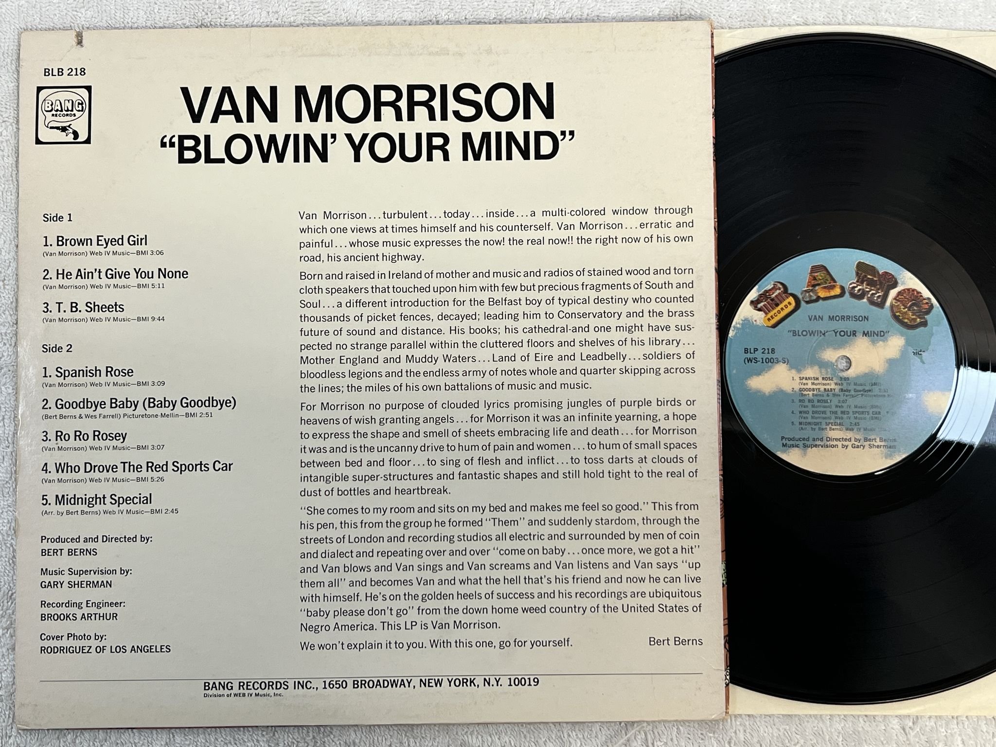 Omslagsbild för skivan VAN MORRISON Blowin' Your Mind LP -73 US BANG BLP 218