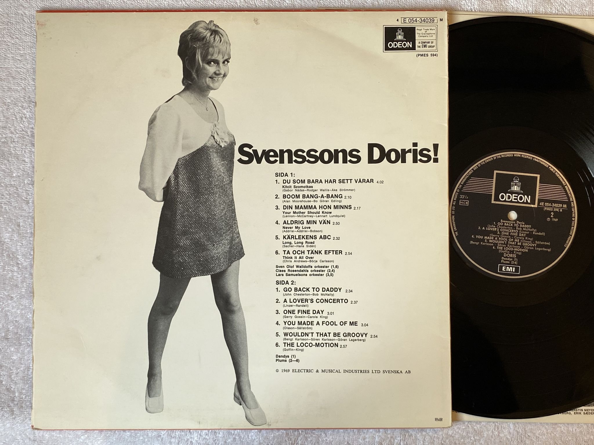 Omslagsbild för skivan DORIS Svenssons Doris! LP -69 Swe ODEON 4E 054-34039 M *** UNDERBARA DORIS ***