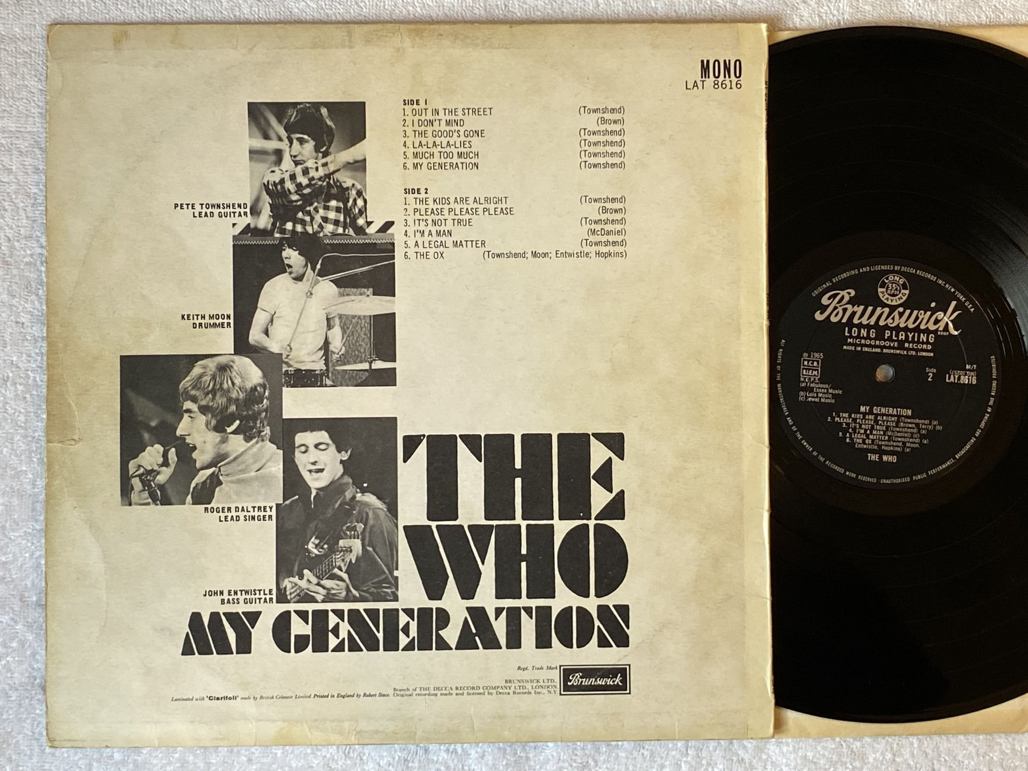 Omslagsbild för skivan THE WHO my generation LP -65 UK BRUNSWICK LAT 8616 *** CLASSIC ***
