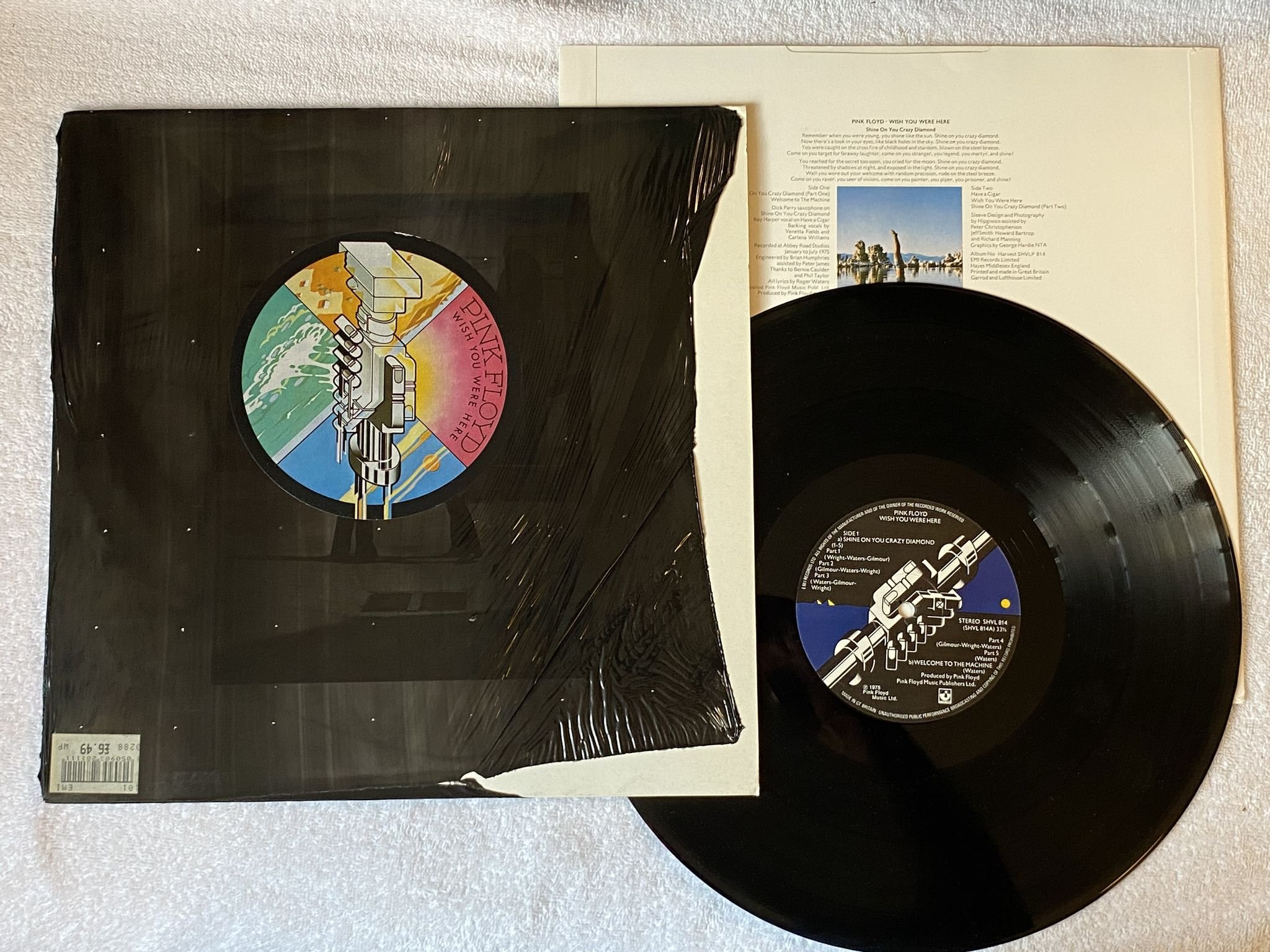 Omslagsbild för skivan PINK FLOYD wish you were here LP re UK HARVEST SHVL 814