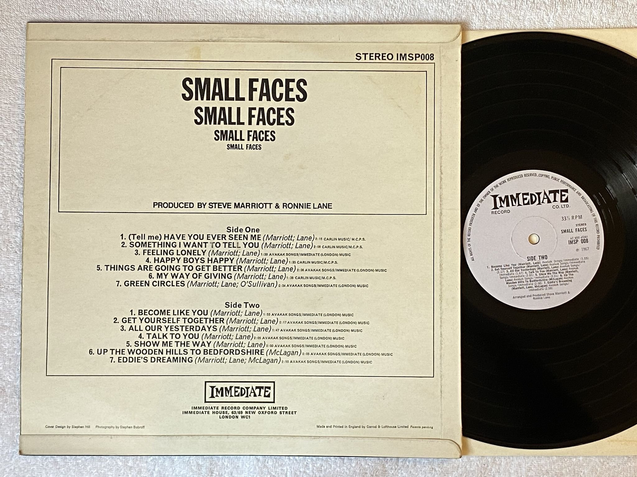 Omslagsbild för skivan SMALL FACES s/t LP -67 UK IMMEDIATE IMSP 008