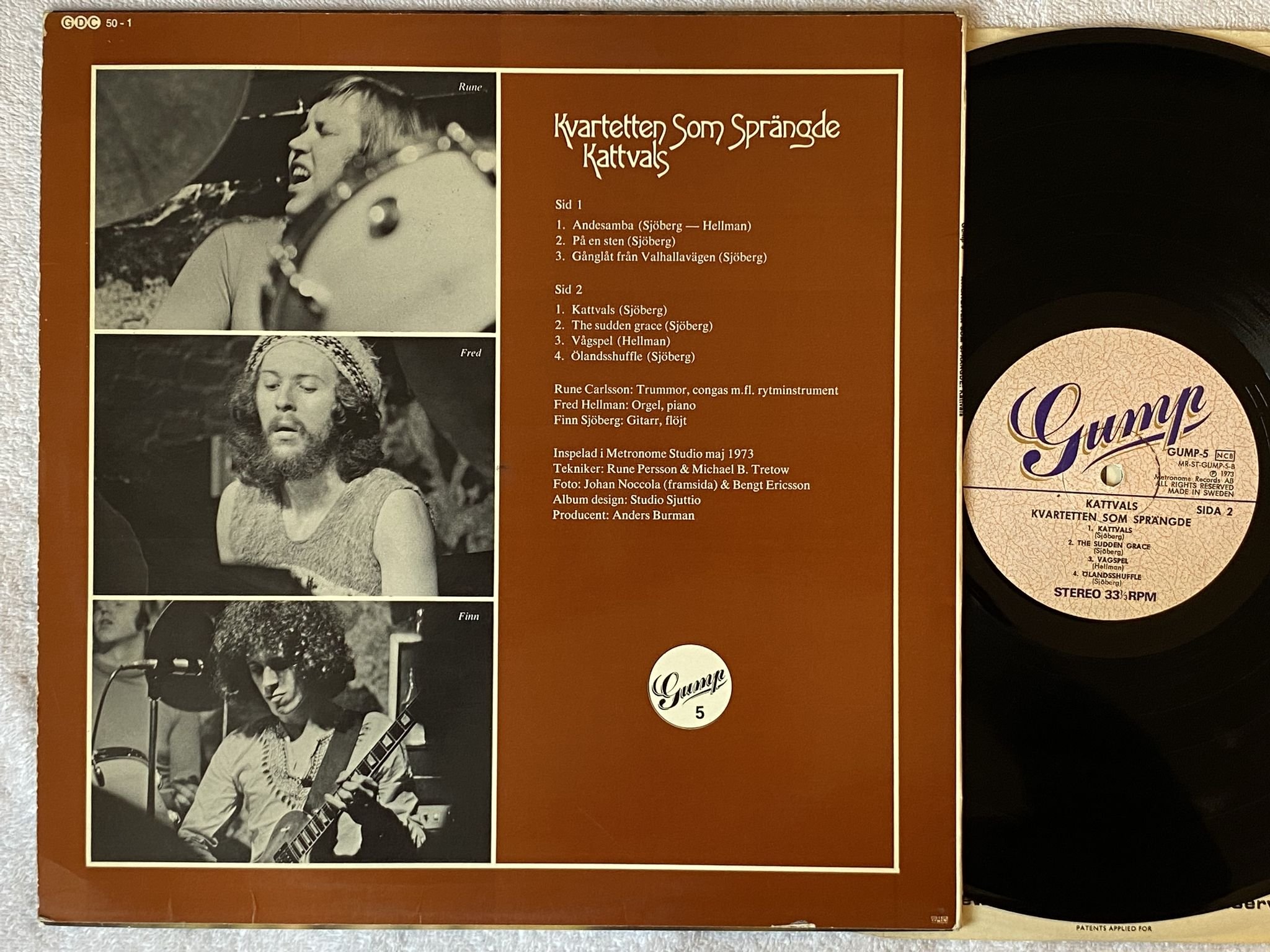 Omslagsbild för skivan KVARTETTEN SOM SPRÄNGDE kattvals LP -73 Swe GUMP-5 **' RARE PROG ***