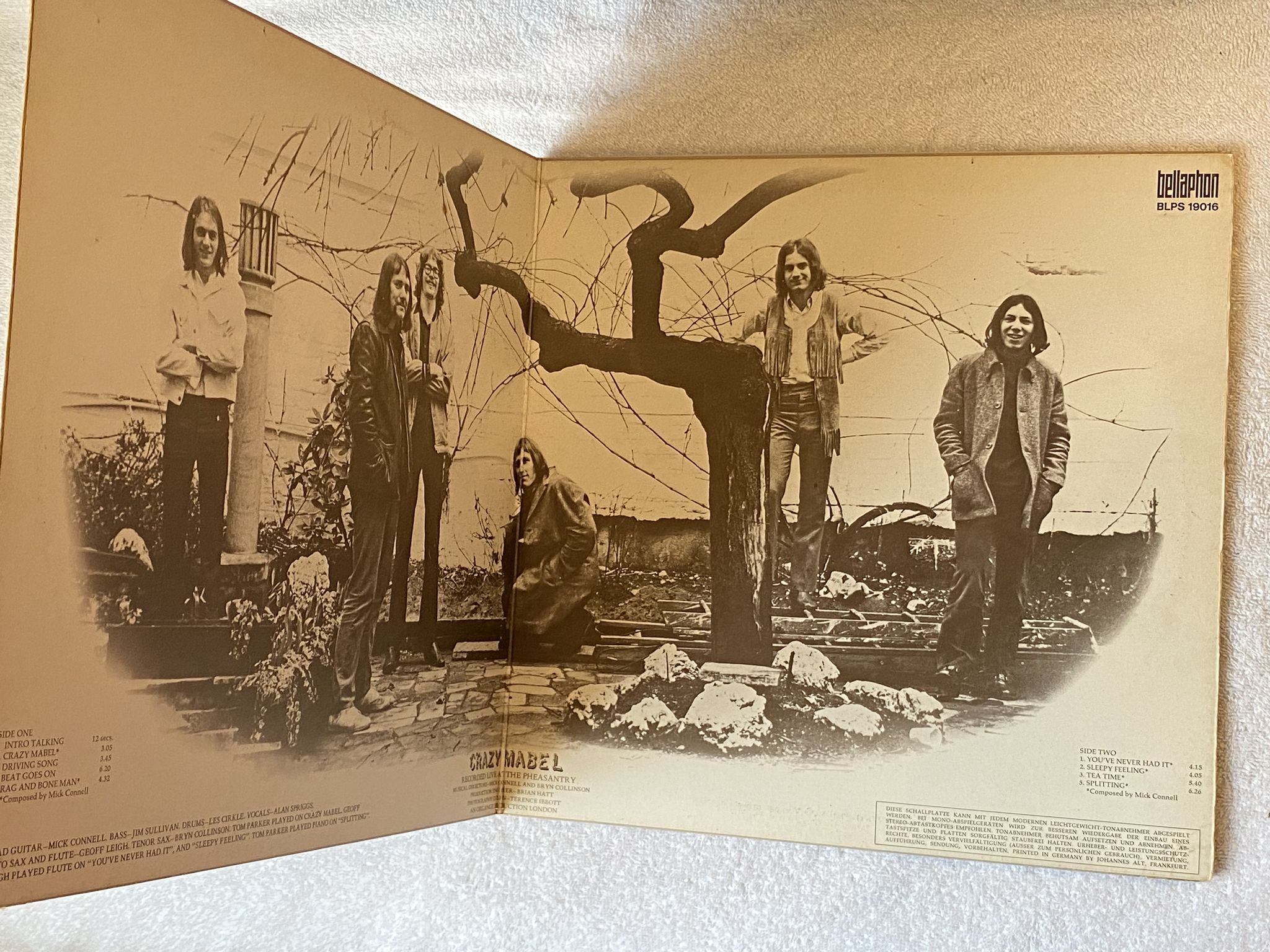 Omslagsbild för skivan CRAZY MABEL - s/t LP -71 Ger BELLAPHON BLPS 19016 *** PROG ***