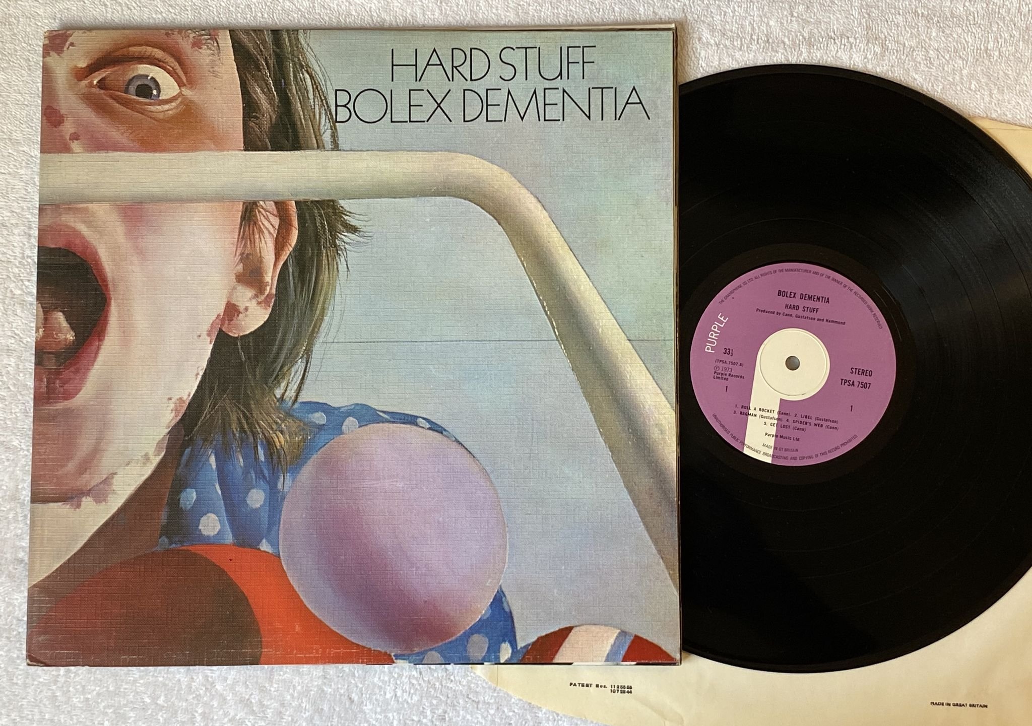Omslagsbild för skivan HARD STUFF Bolex Dementia LP -73 UK PURPLE TPSA 7507
