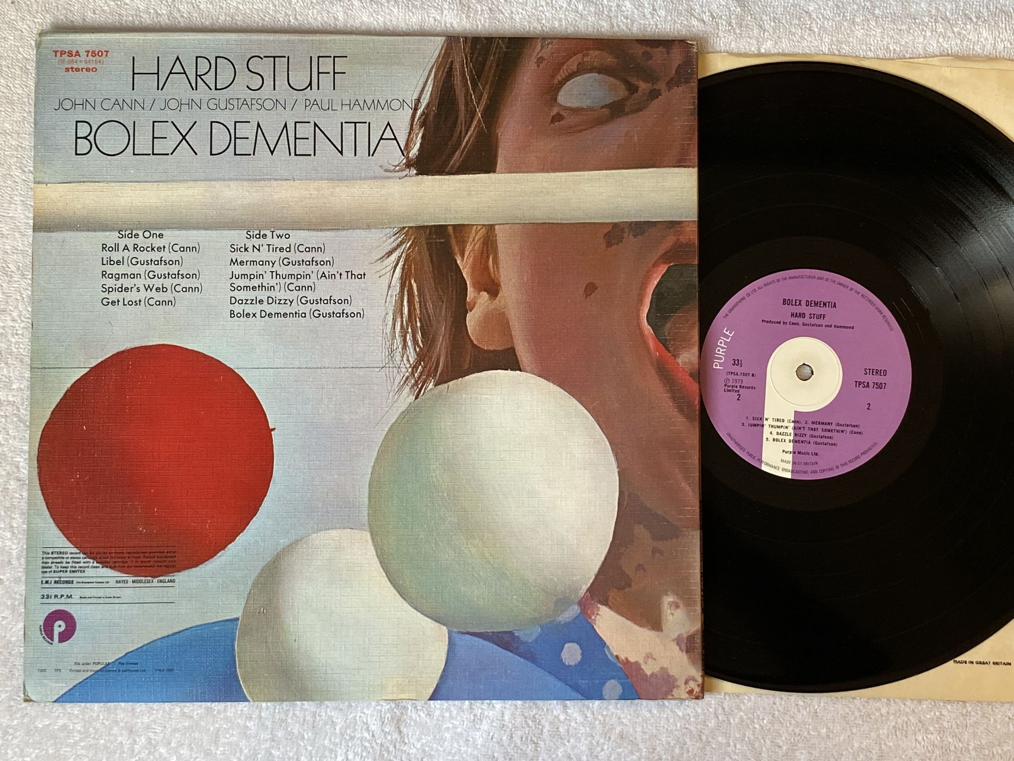 Omslagsbild för skivan HARD STUFF Bolex Dementia LP -73 UK PURPLE TPSA 7507
